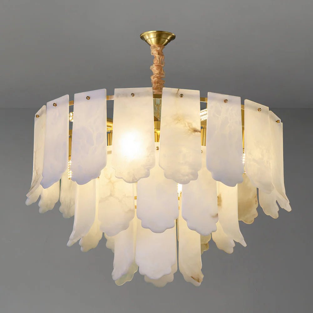 Lennar Visual_Alabaster Elba Brass Chandelier