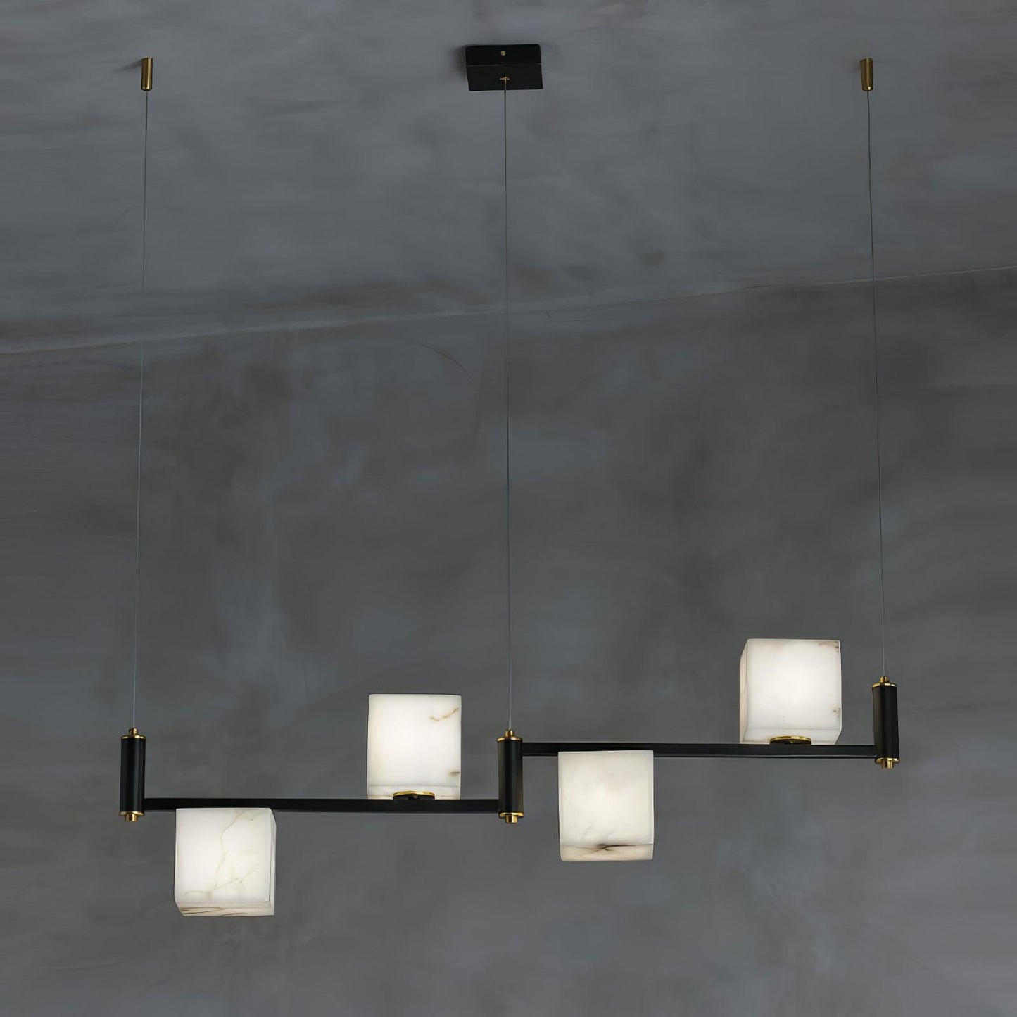 Lennar Visual_Alabaster Square Box Chandelier