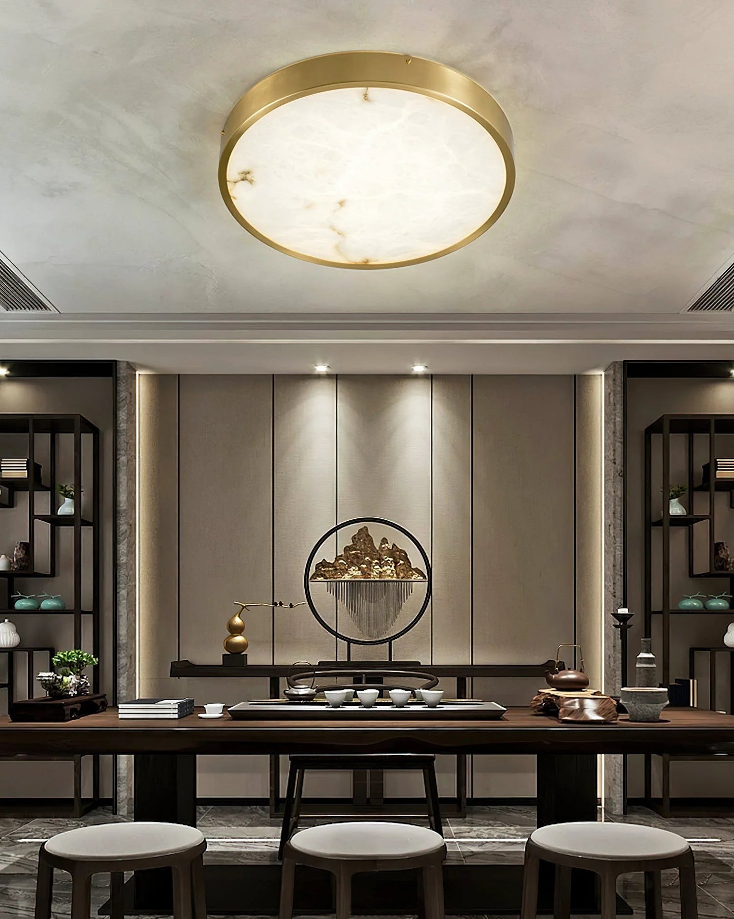 Lennar Visual_Geometric Alabaster Recessed Ceiling Light