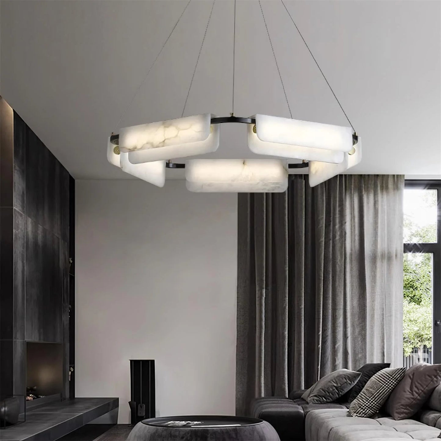 ChandelierMarble Modern chandelierDia 60cm x H 12cm / ∅ 23.6″ x H 4.7″Black and MarbleLennar Visual