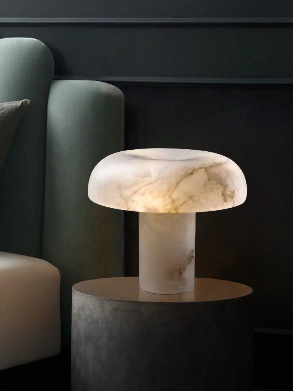 Table LampMushroom Type Alabaster Table LampDia 30cm x H 27cm / ∅ 11.8″ x H 10.6″Brass & WhiteLennar Visual