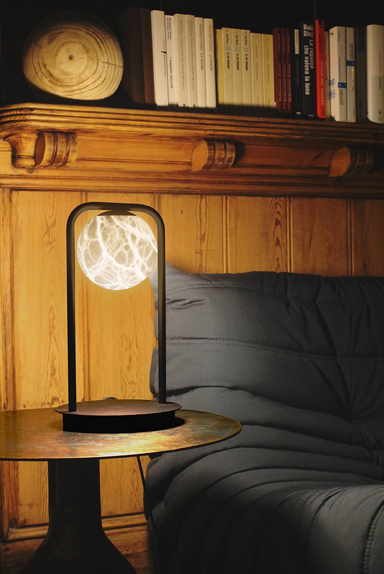 Table LampRebirth Table LampDia 20cm x H 38cm / ∅ 7.9″ x H 14.9″Black & White AlabasterLennar Visual