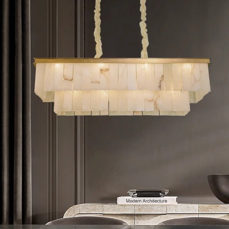 ChandelierRectangular marble chandelierL 80cm x W 35cm x H 40cm / ∅ 31.5″ x W 13.8″ x H 15.7″GoldLennar Visual