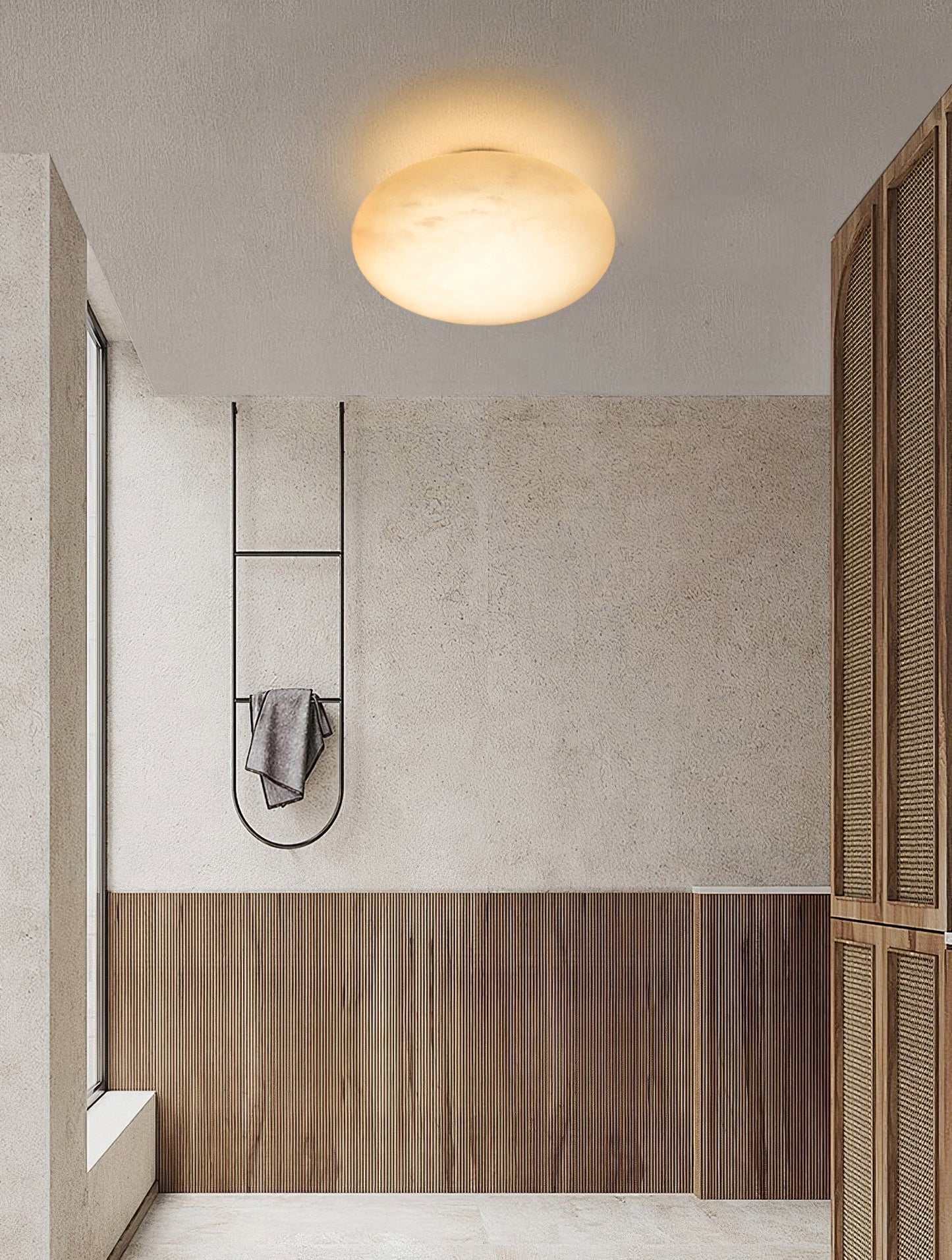 Wall LampSpanish marble wall lampDia 20cm x W 8.5cm / ∅ 7.9″ x W 3.3″Brass & WhiteLennar Visual