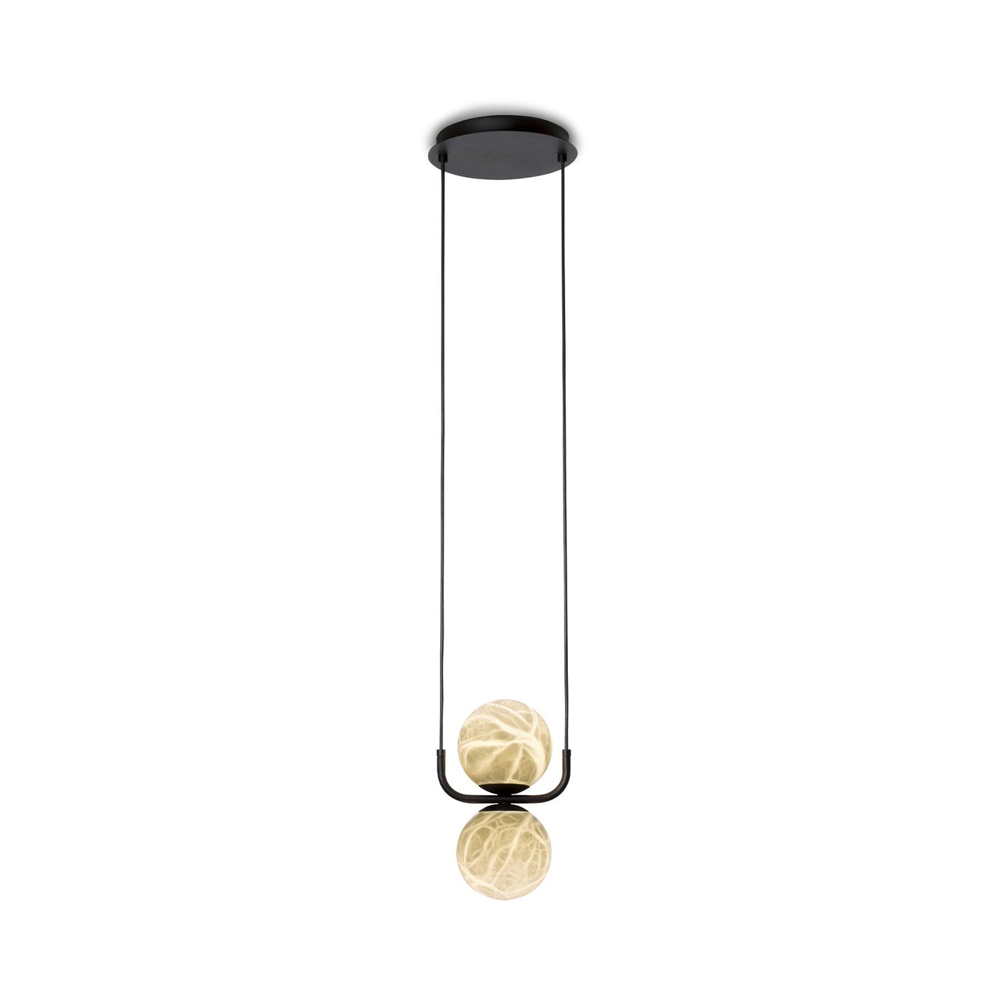 Pendant LampTribeca Pendant Light2 heads Dia 18cm x H 180cm / Dia 7″ x H 70.9″Black & White AlabasterLennar Visual