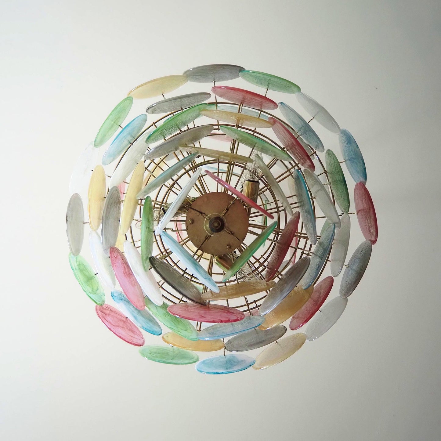 Vintage Murano Multicolored Disks Chandelier