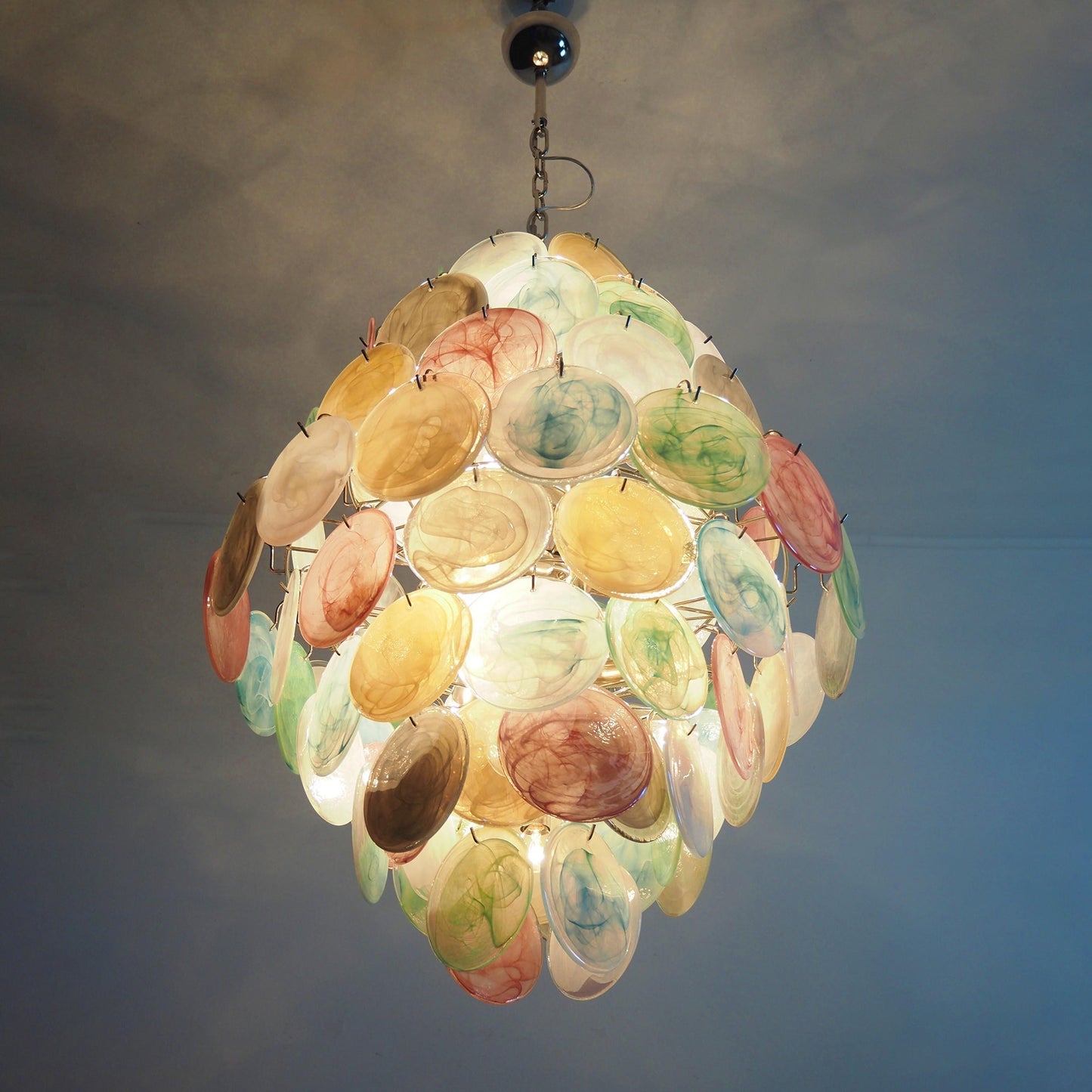ChandelierVintage Murano Multicolored Disks ChandelierDia 75cm x H 105cm / Φ 29.5″ x H 41.3″ColorfulLennar Visual
