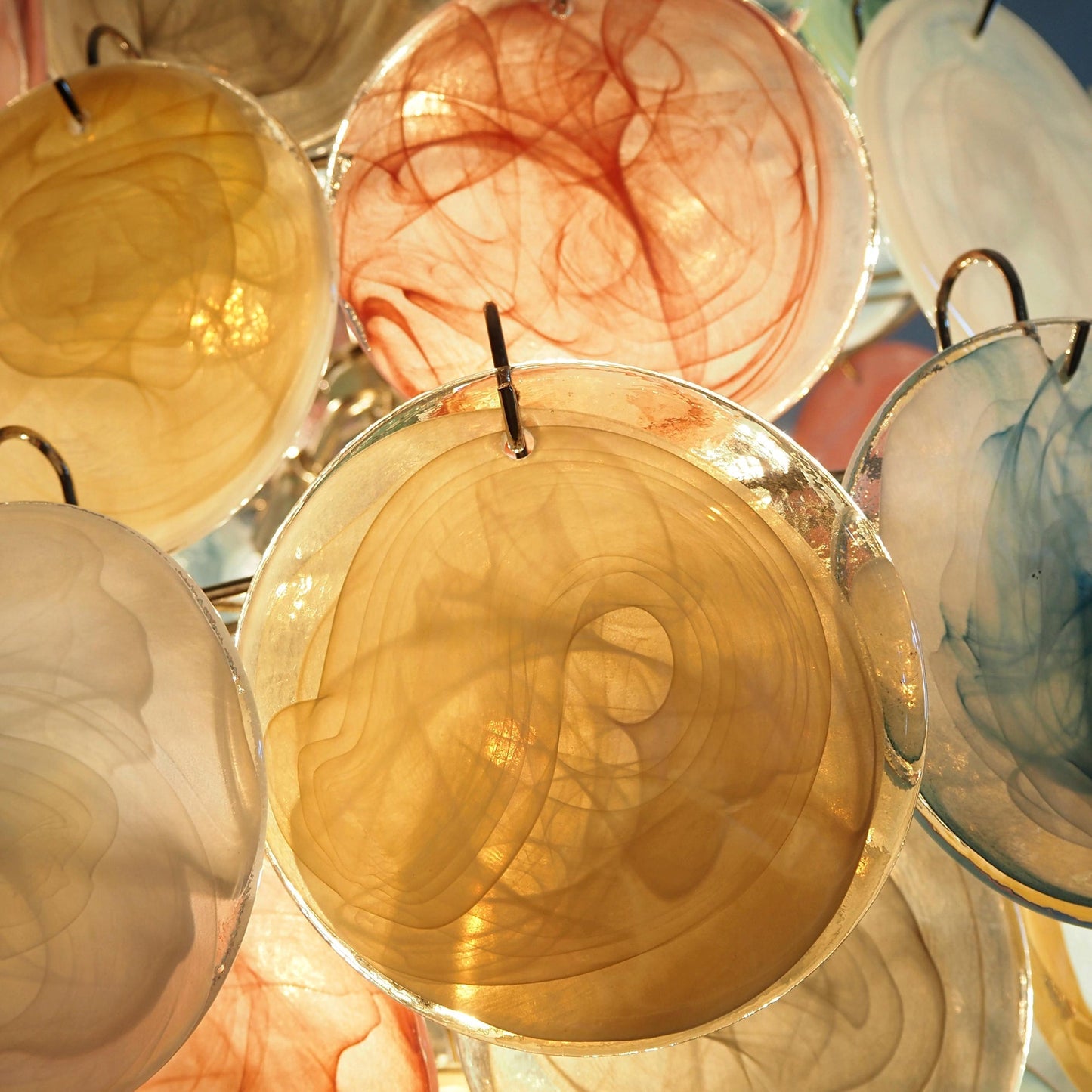 Vintage Murano Multicolored Disks Chandelier