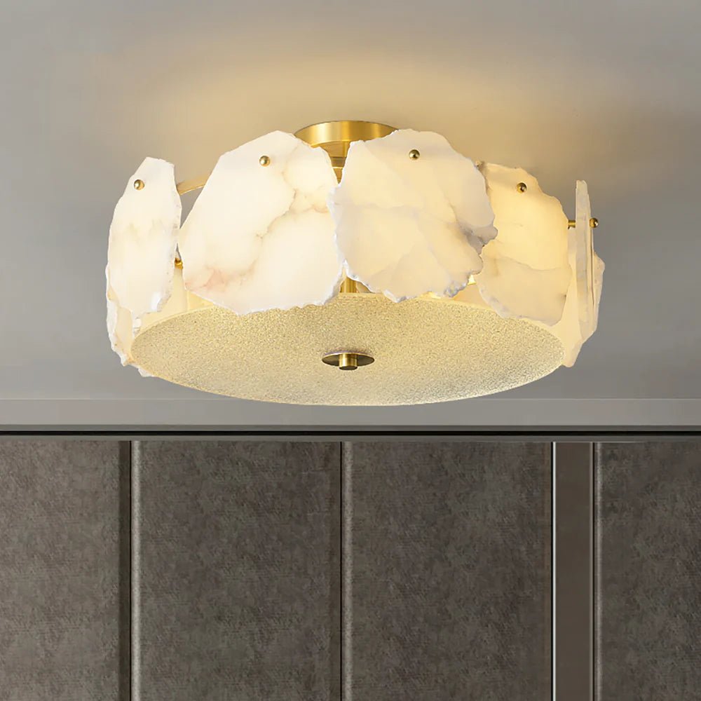 Lennar Visual_Alabaster Artze Brass Ceiling Light