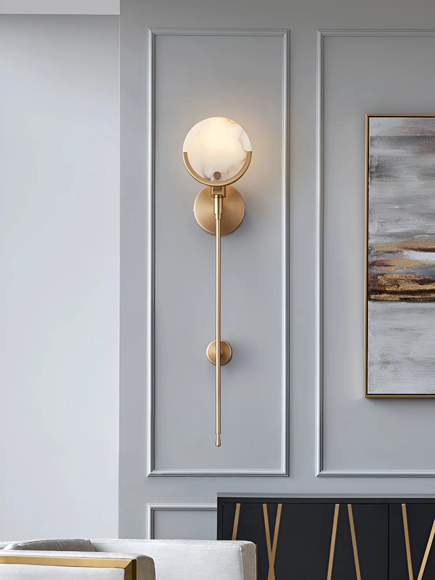 Lennar Visual_Alabaster Ava Brass Wall Lamp