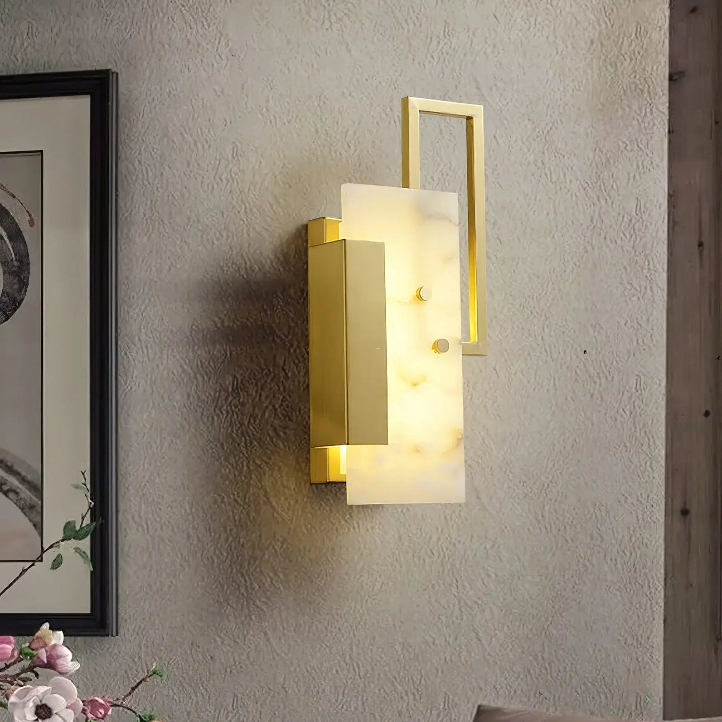 Lennar Visual_Alabaster Brass Wall Sconce