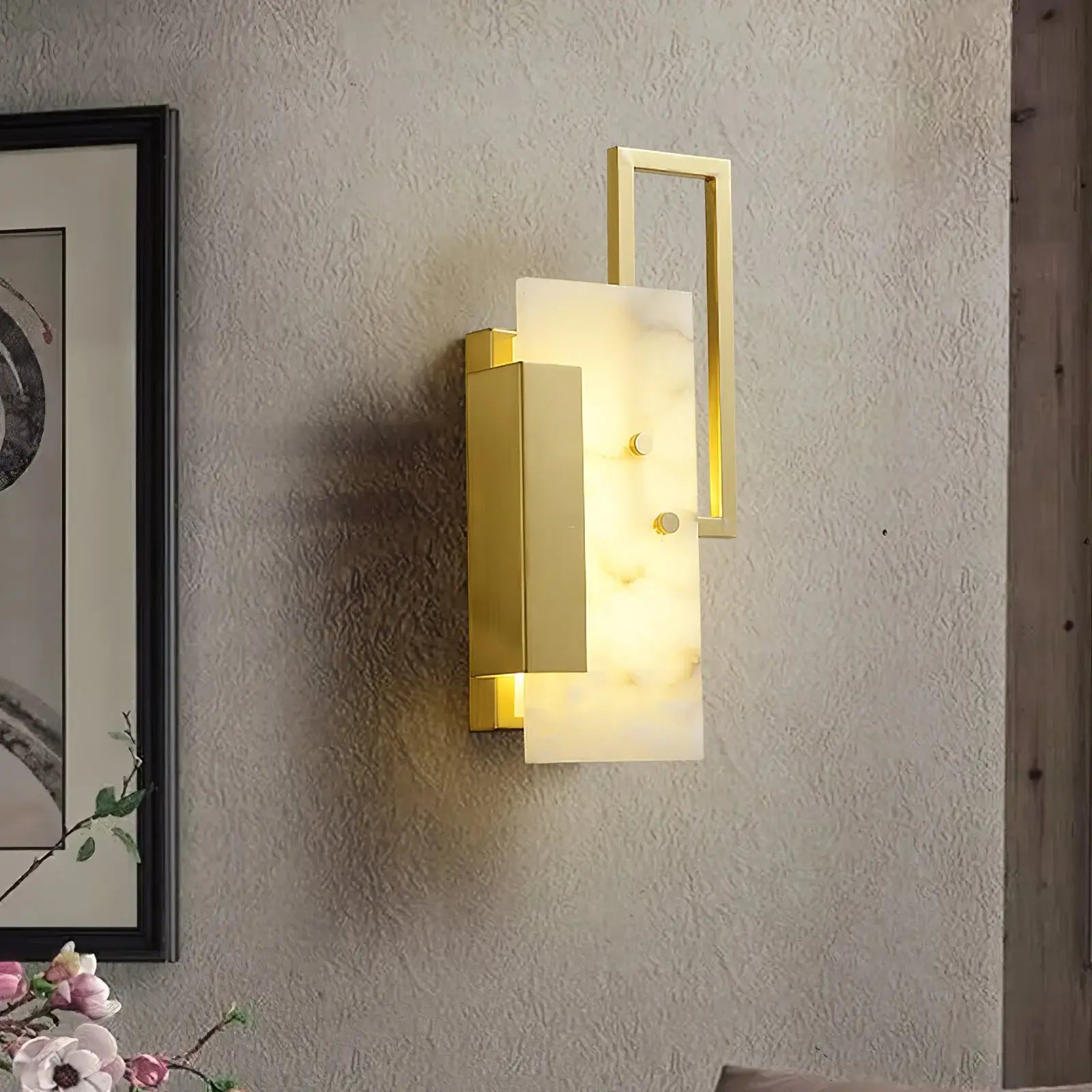 Lennar Visual_Alabaster Brass Wall Sconce