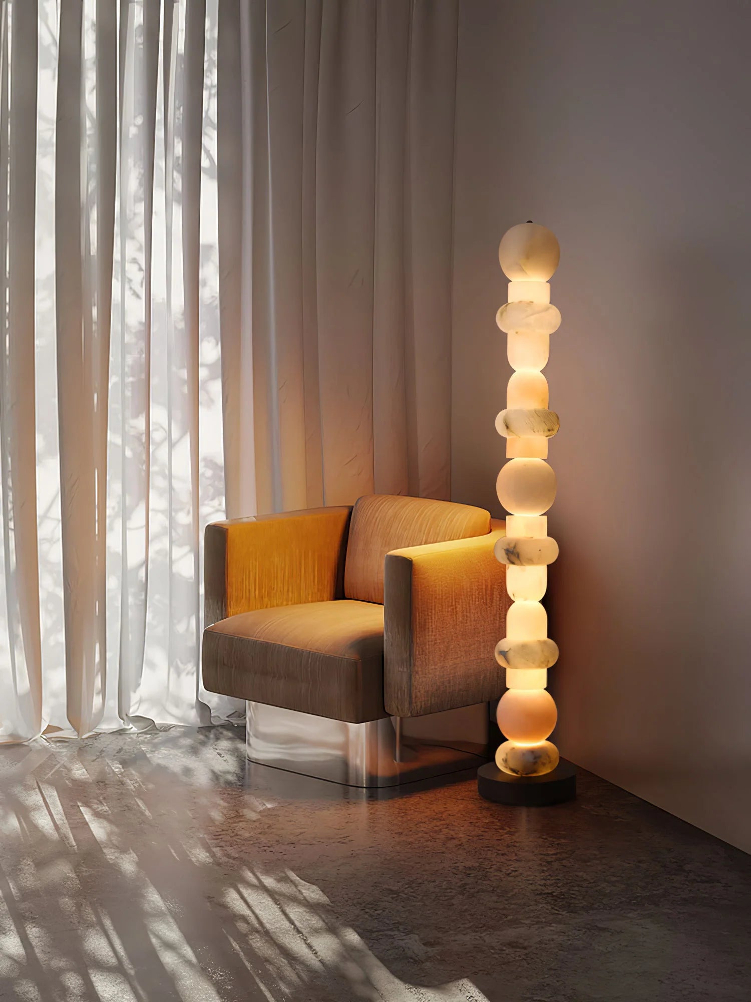 Lennar Visual_Alabaster Column Modern Floor Lamp