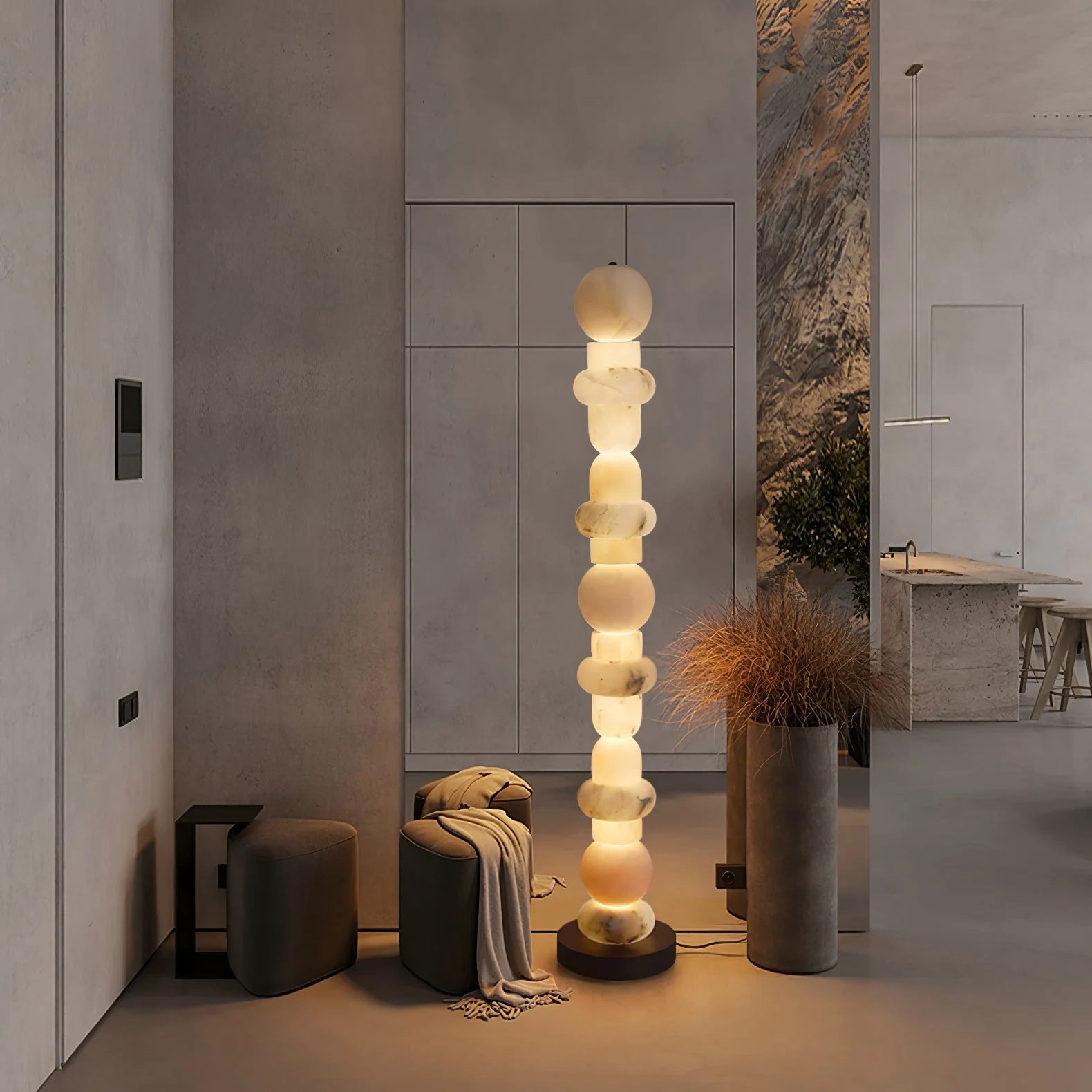 Lennar Visual_Alabaster Column Modern Floor Lamp