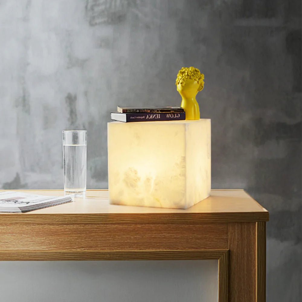 Lennar Visual_Alabaster Cubic Table Lamp