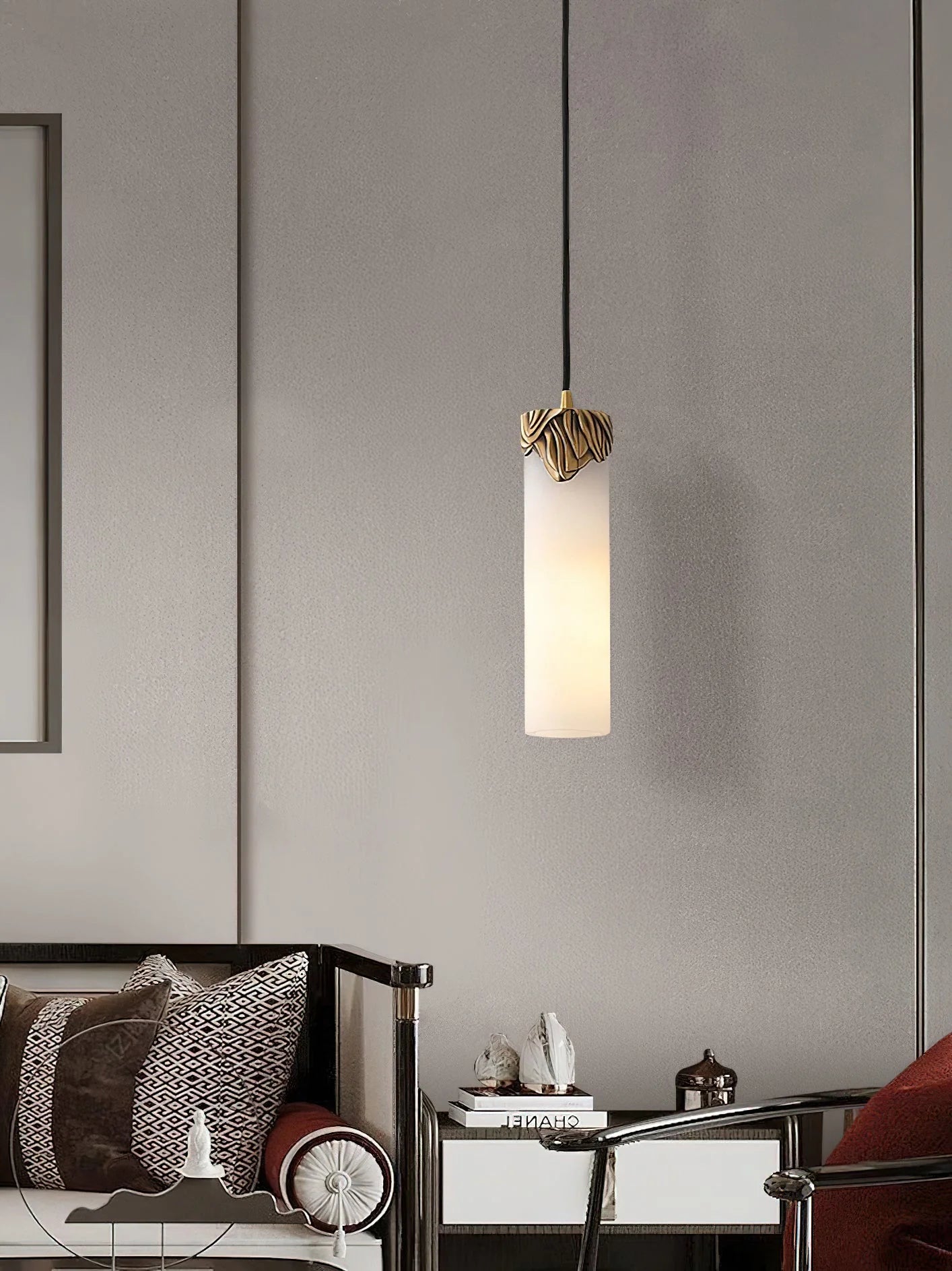 Lennar Visual_Alabaster Cylindrical Dansani Lyra Pendant Light