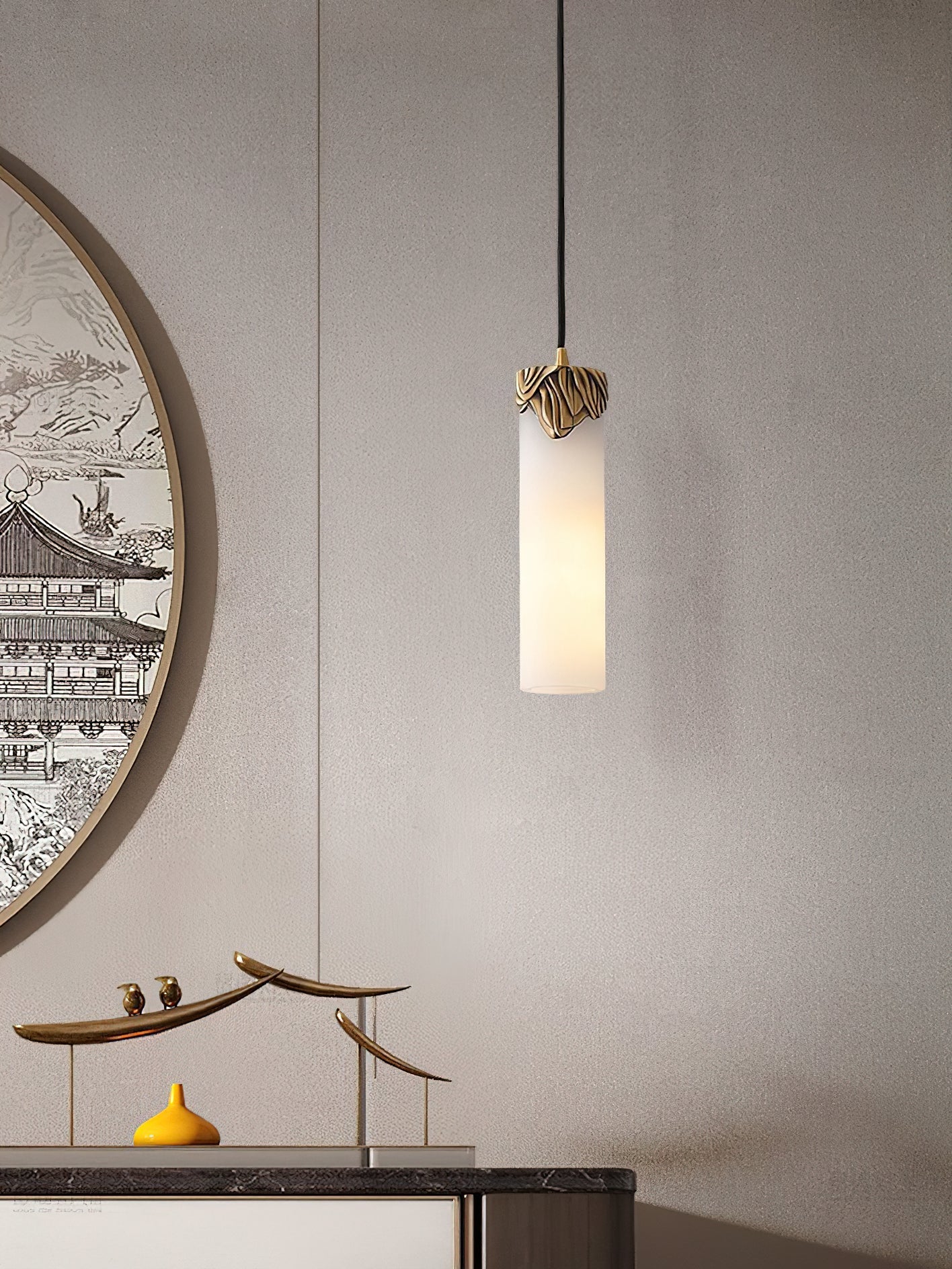 Lennar Visual_Alabaster Cylindrical Dansani Lyra Pendant Light