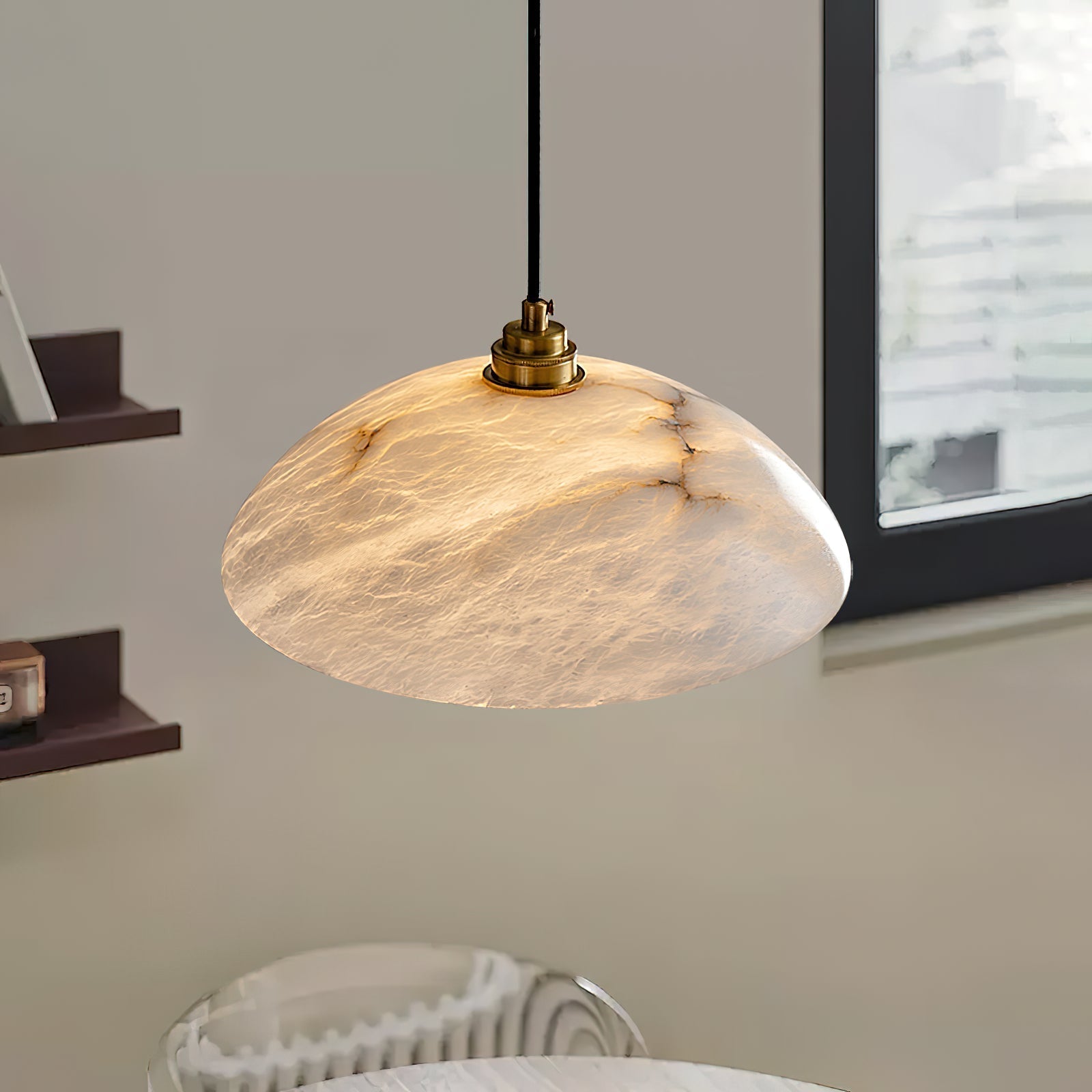 Lennar Visual_Alabaster Dome Pendant Light