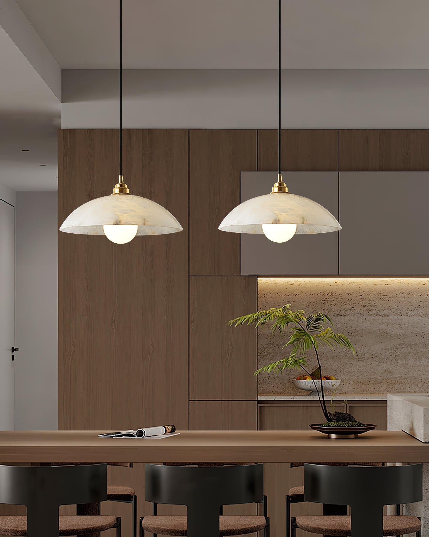 Lennar Visual_Alabaster Dome Pendant Light