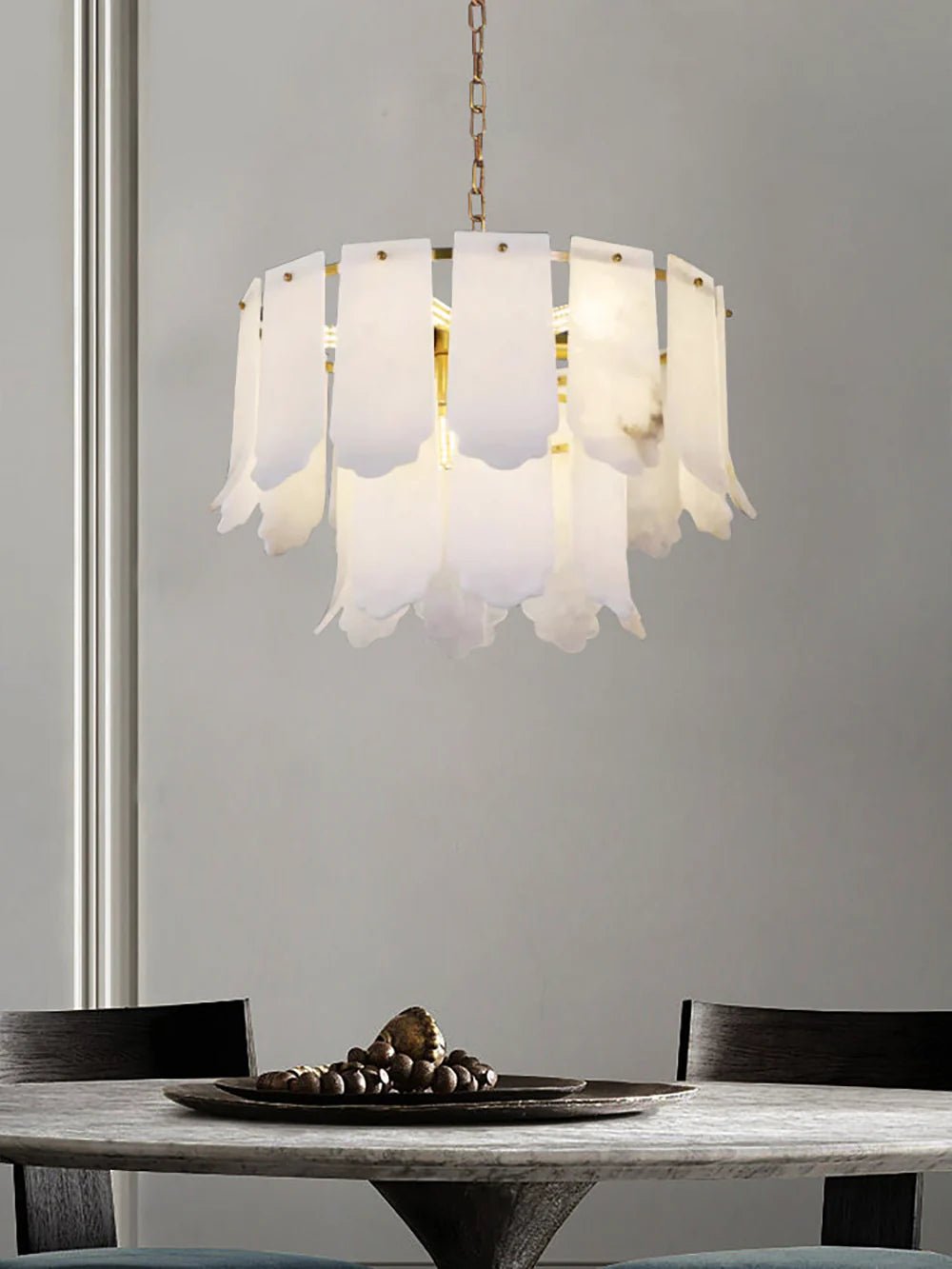 Lennar Visual_Alabaster Elba Brass Chandelier