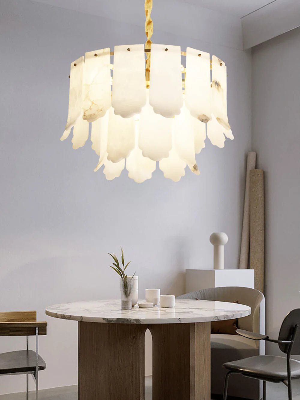 Lennar Visual_Alabaster Elba Brass Chandelier