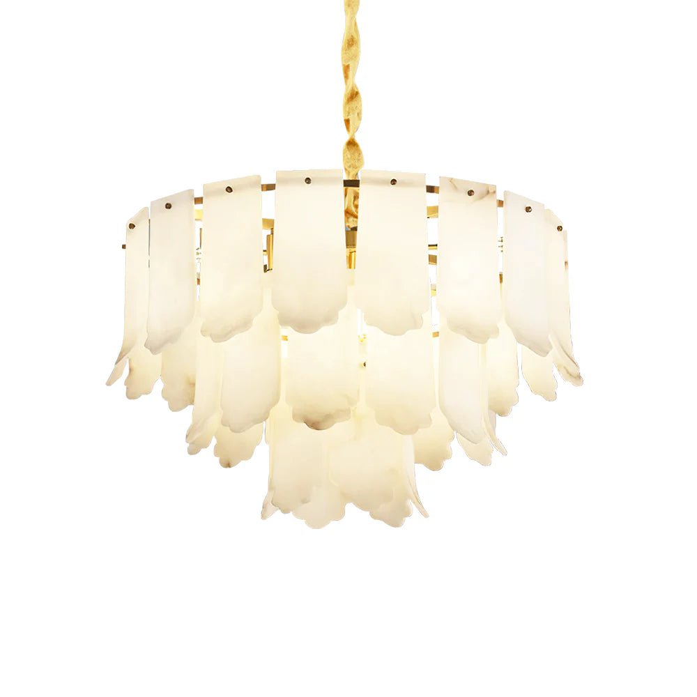 Lennar Visual_Alabaster Elba Brass Chandelier