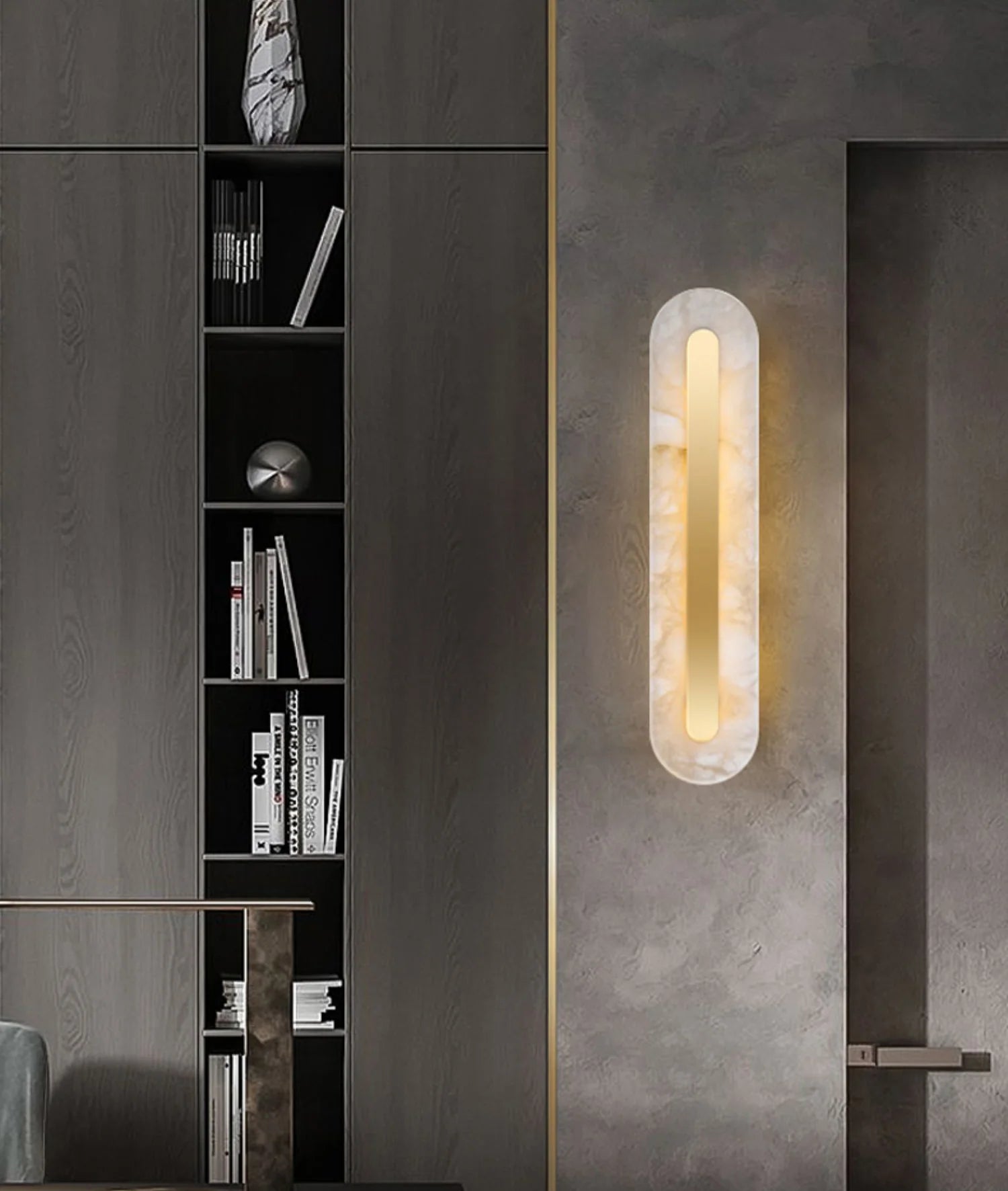 Lennar Visual_Alabaster Gold Oval Wall Light