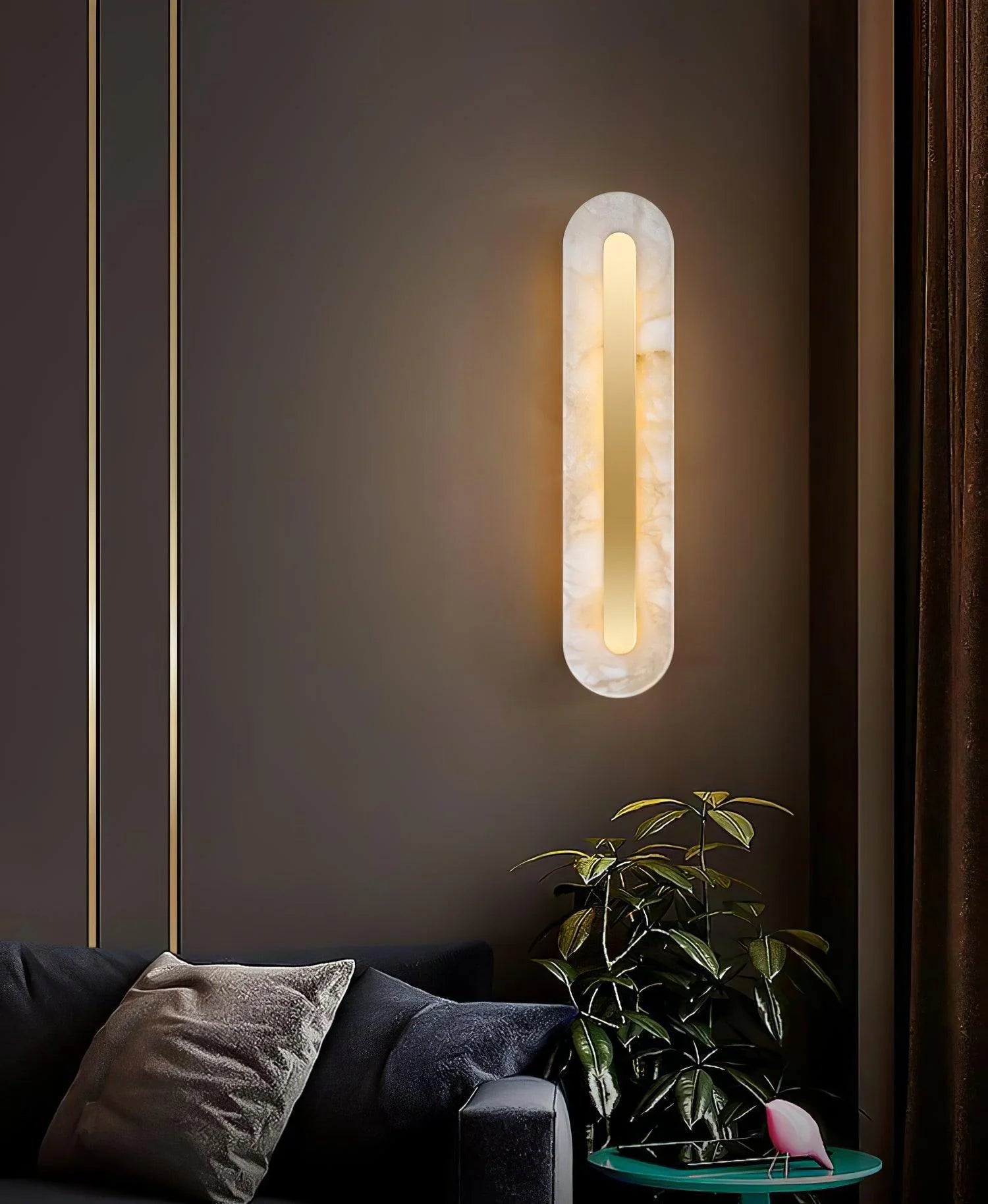 Lennar Visual_Alabaster Gold Oval Wall Light