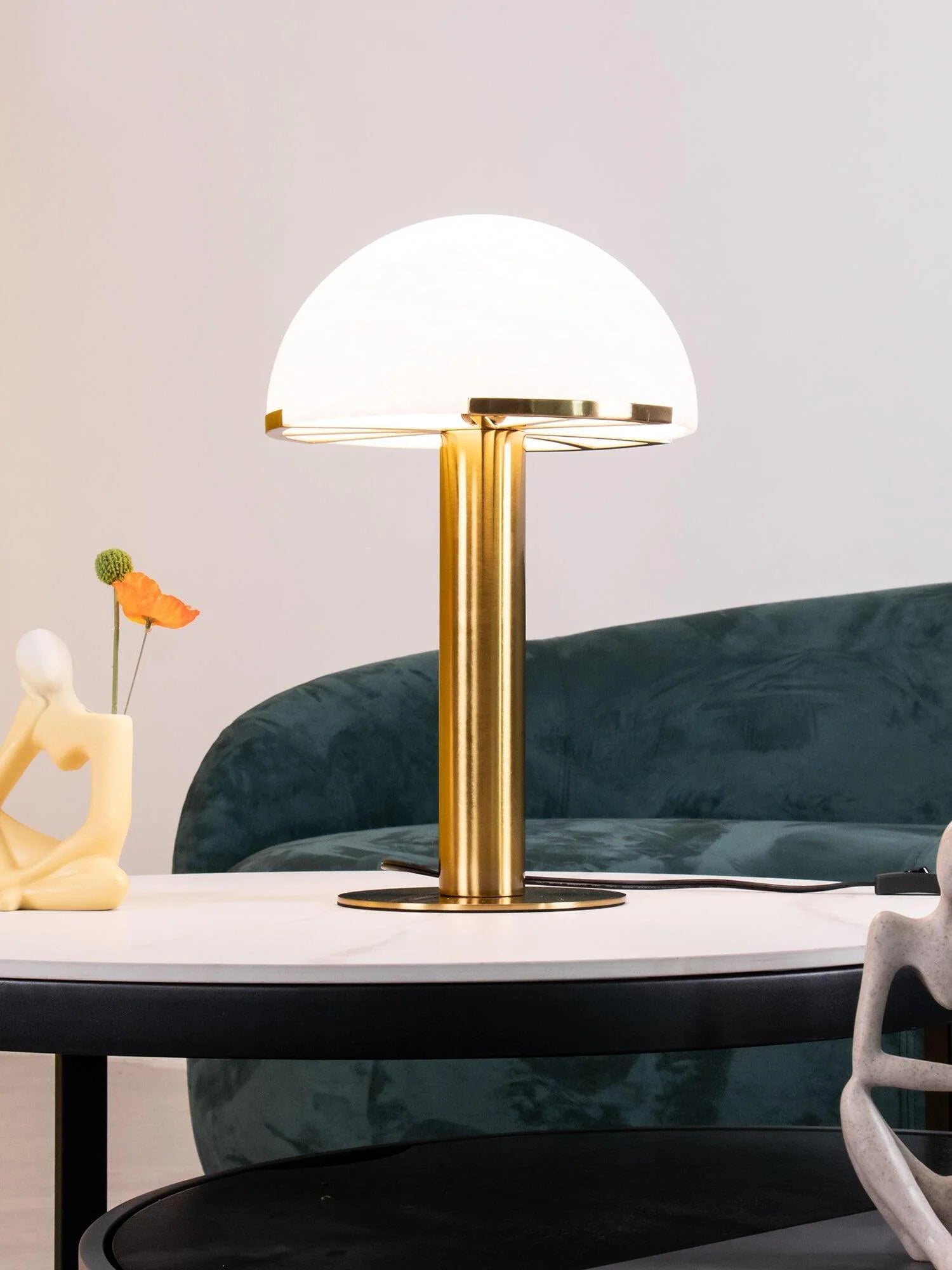 Lennar Visual_Alabaster Hemispherical Elegance Table Lamp