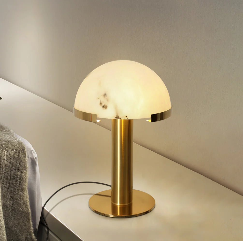 Lennar Visual_Alabaster Hemispherical Elegance Table Lamp