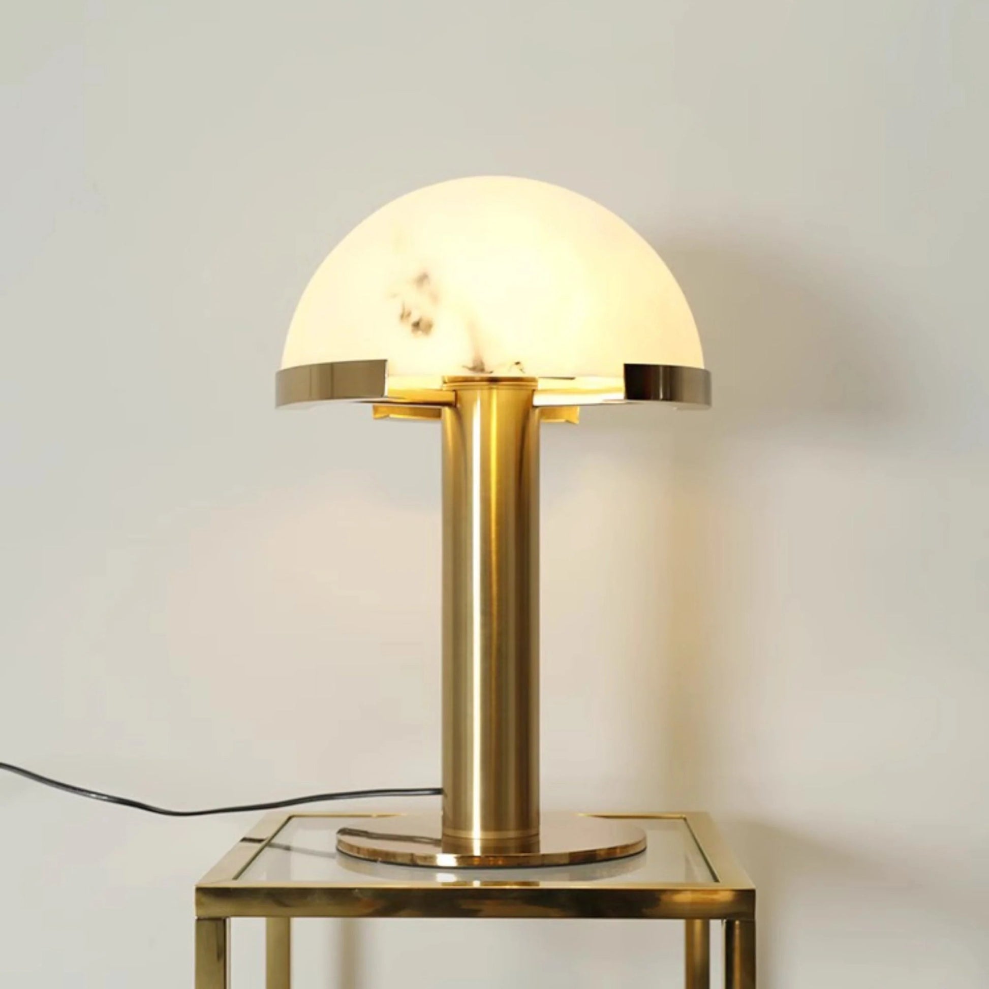 Lennar Visual_Alabaster Hemispherical Elegance Table Lamp