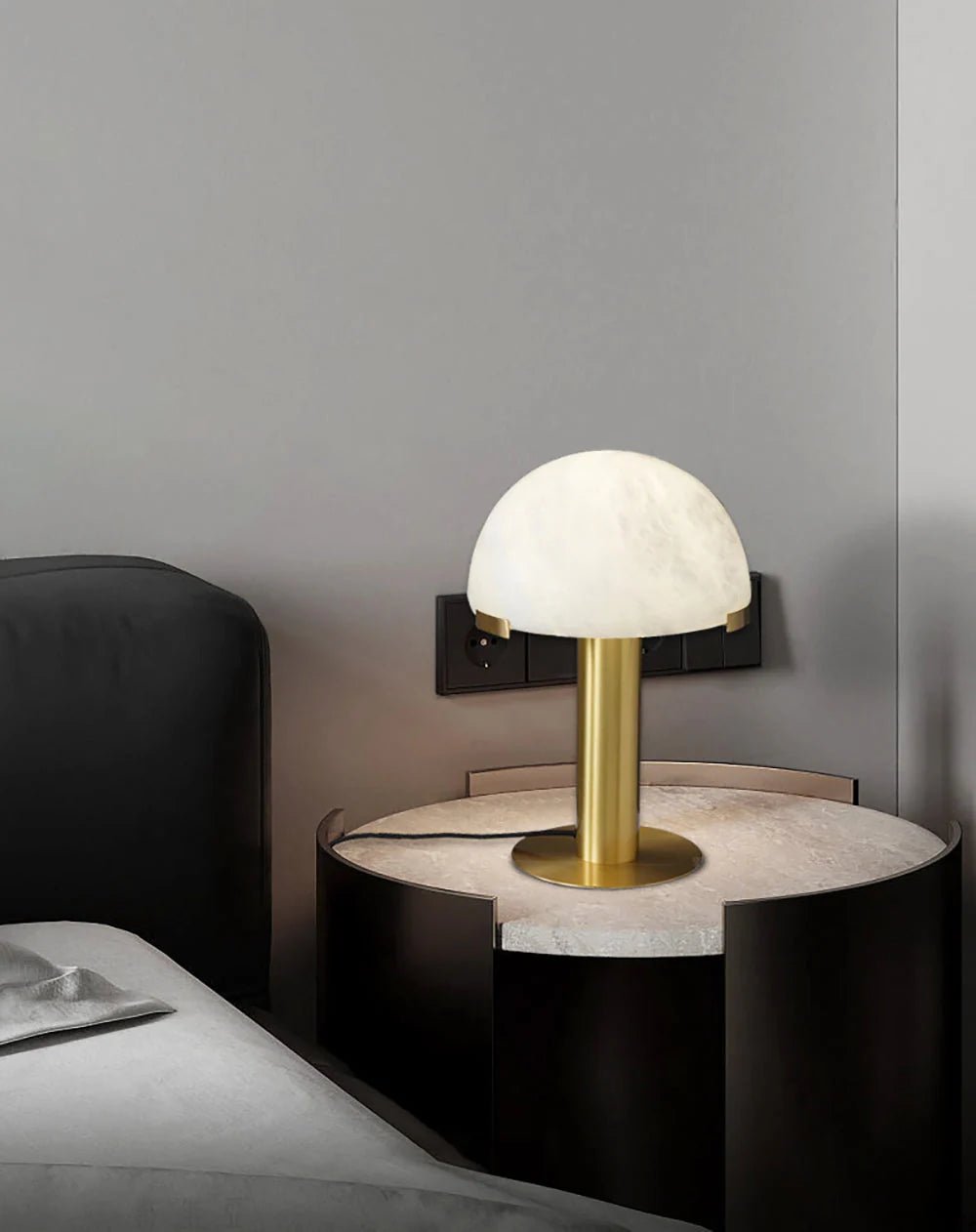 Lennar Visual_Alabaster Hemispherical Elegance Table Lamp