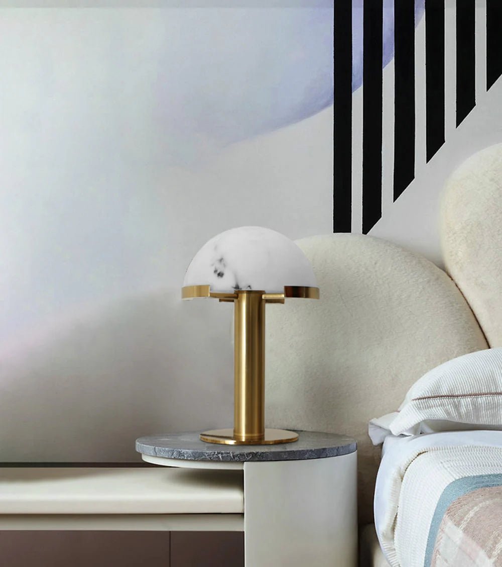 Lennar Visual_Alabaster Hemispherical Elegance Table Lamp