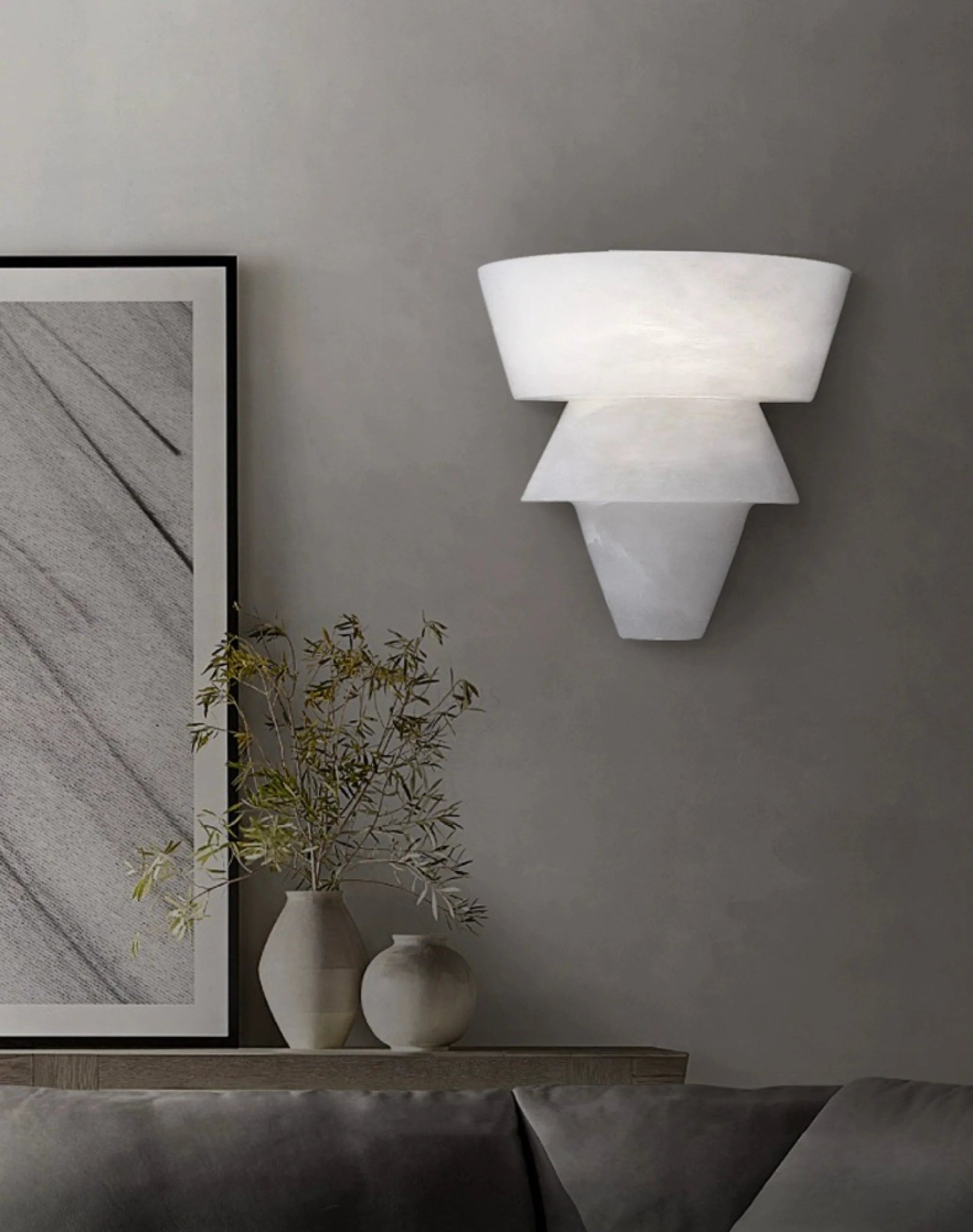 Lennar Visual_Alabaster Laboratory Cone Wall Light