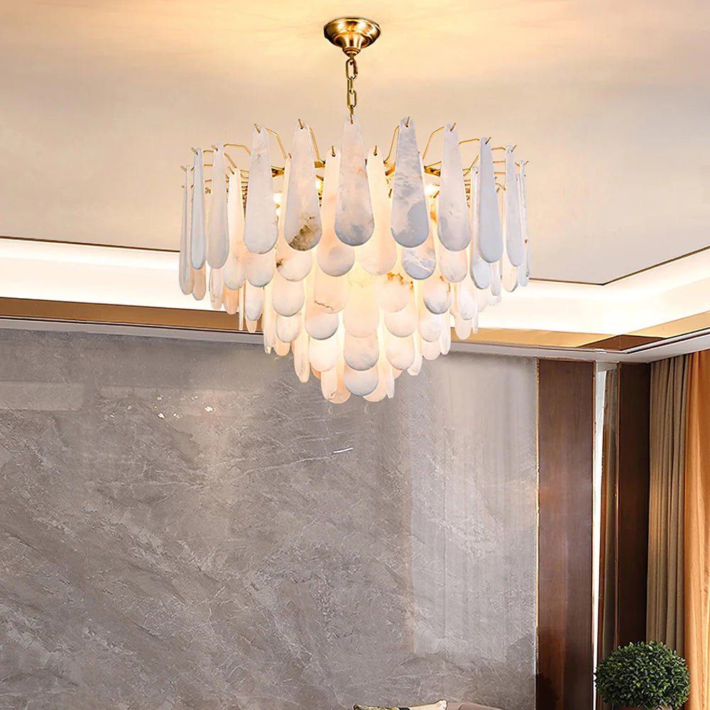 Lennar Visual_Alabaster Leon Drop Shape Chandelier