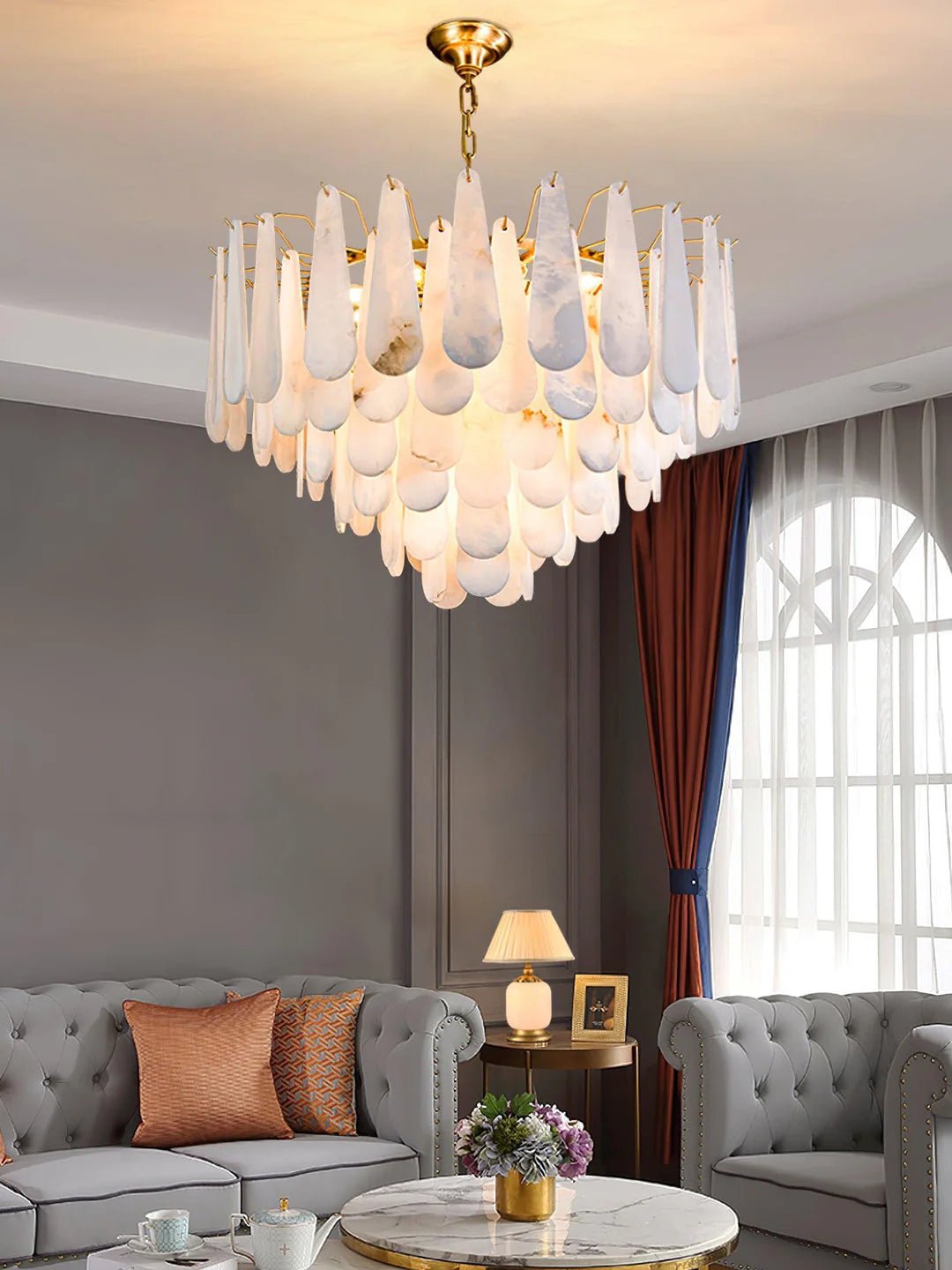 Lennar Visual_Alabaster Leon Drop Shape Chandelier