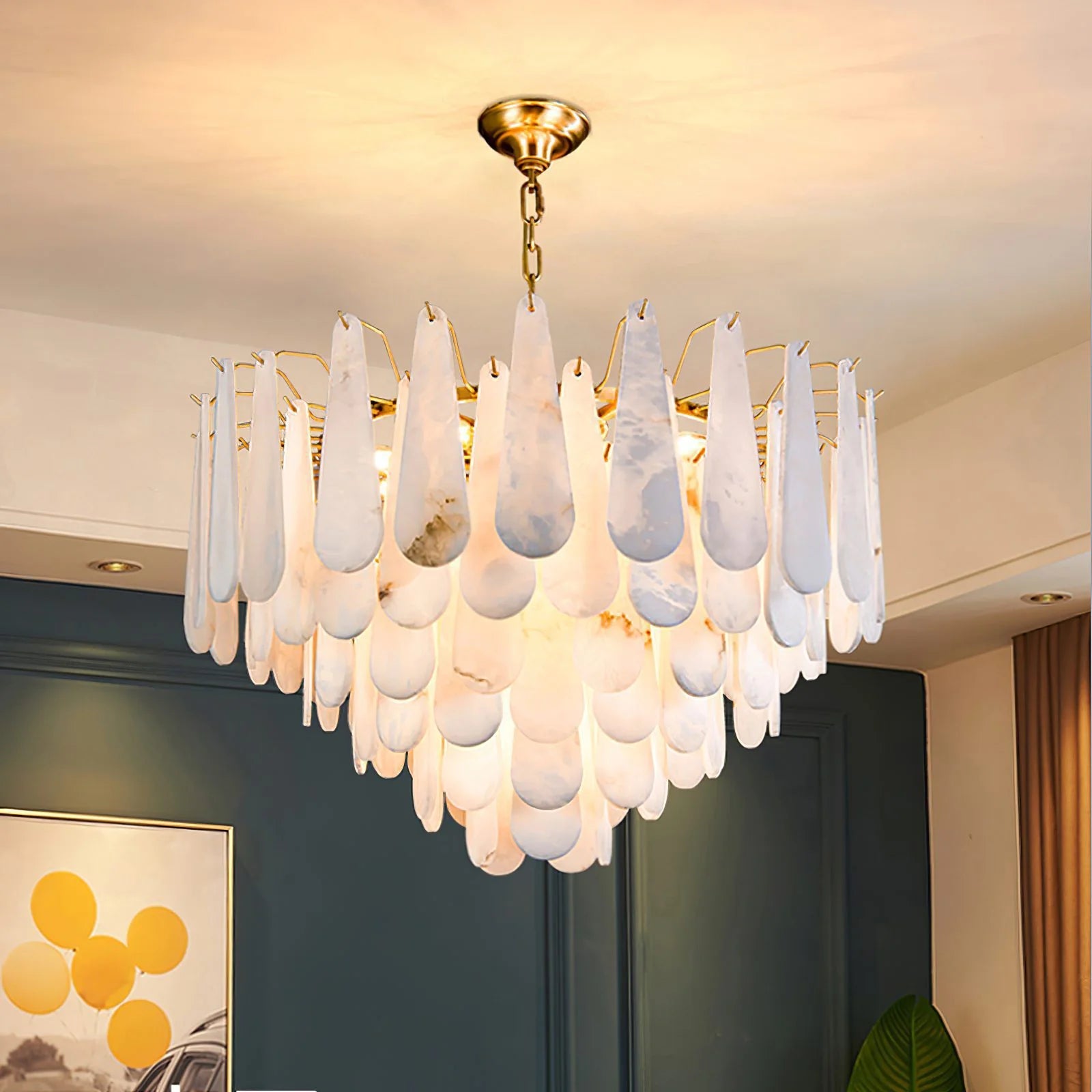 Lennar Visual_Alabaster Leon Drop Shape Chandelier