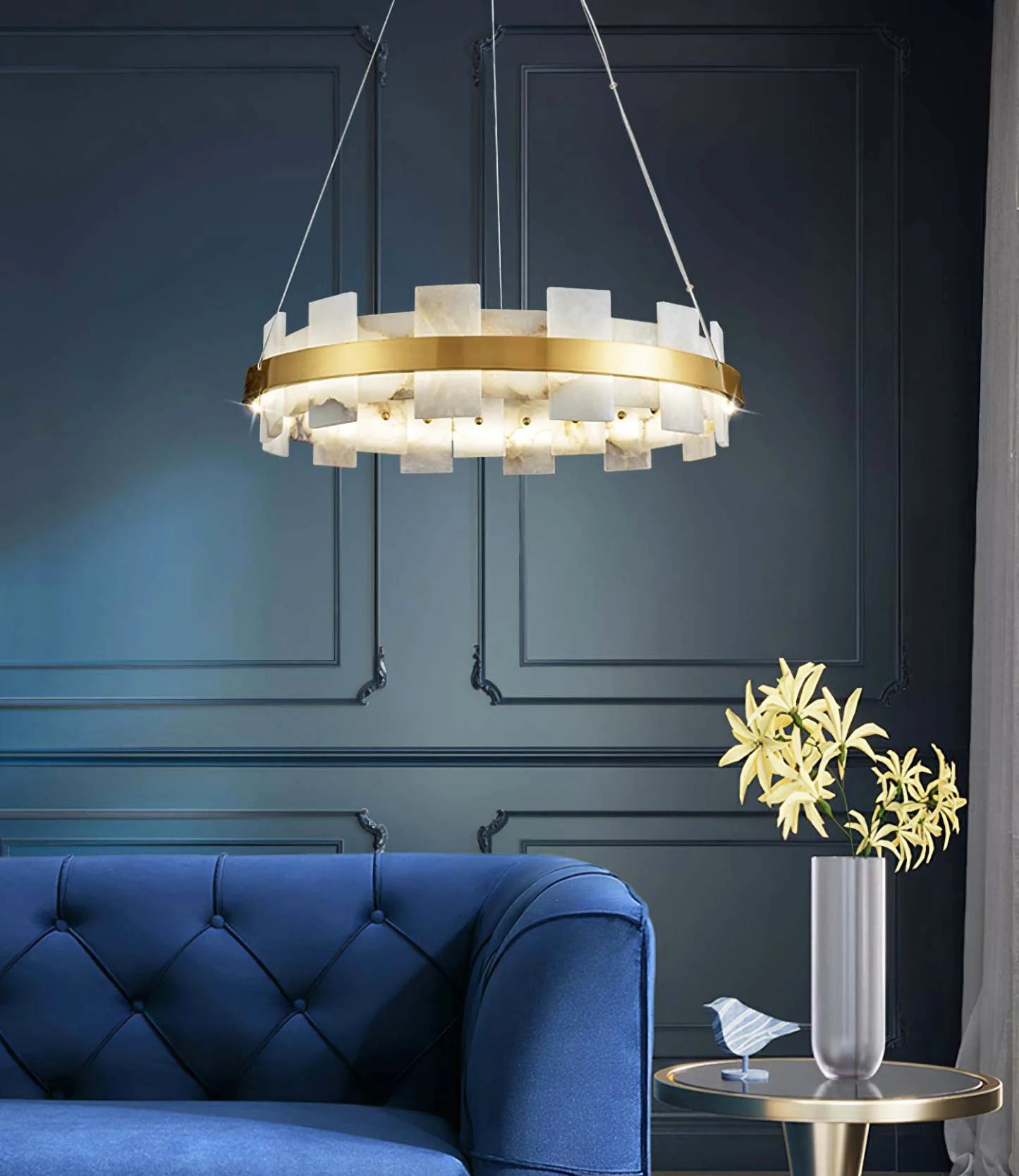 Lennar Visual_Alabaster Luxury Halo Chandelier