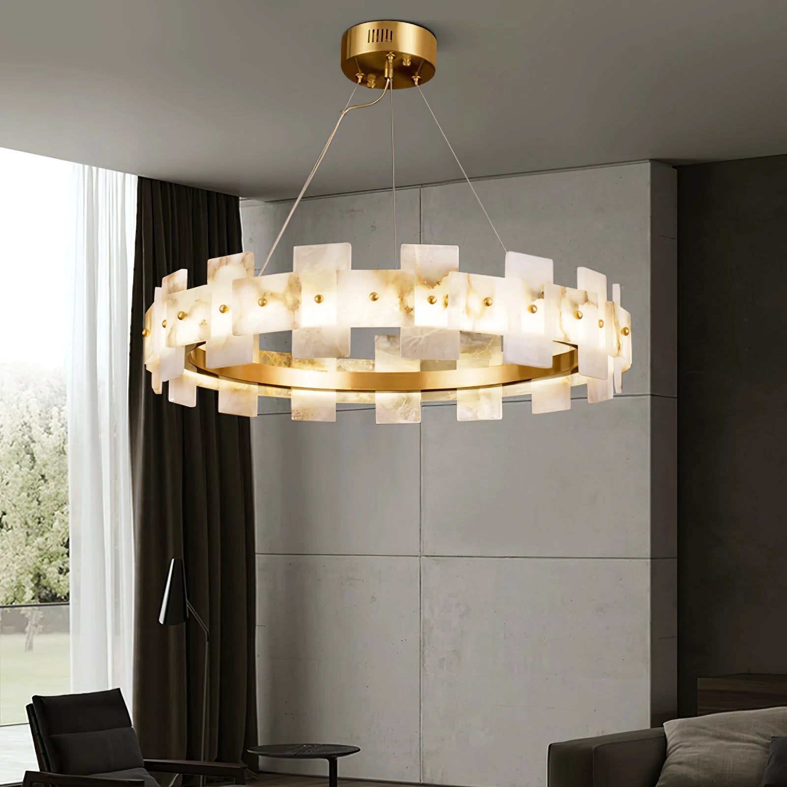 Lennar Visual_Alabaster Luxury Halo Chandelier