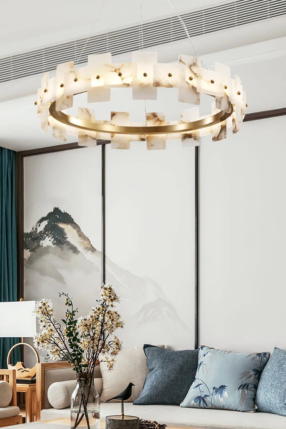 Lennar Visual_Alabaster Luxury Halo Chandelier