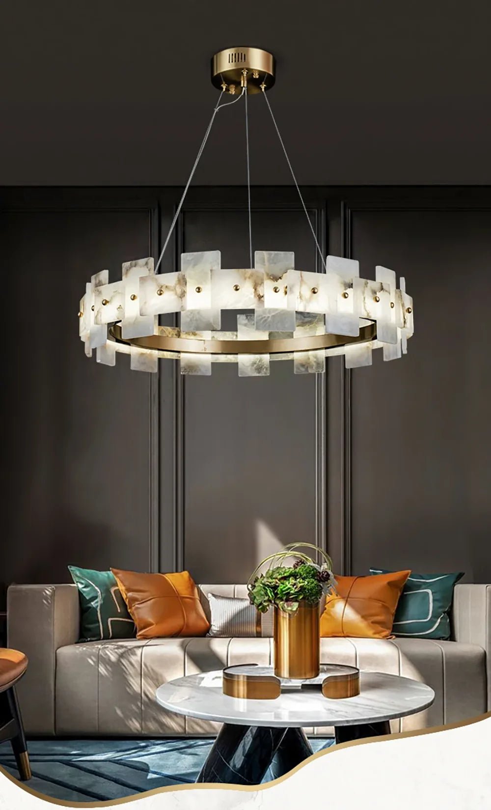 Lennar Visual_Alabaster Luxury Halo Chandelier