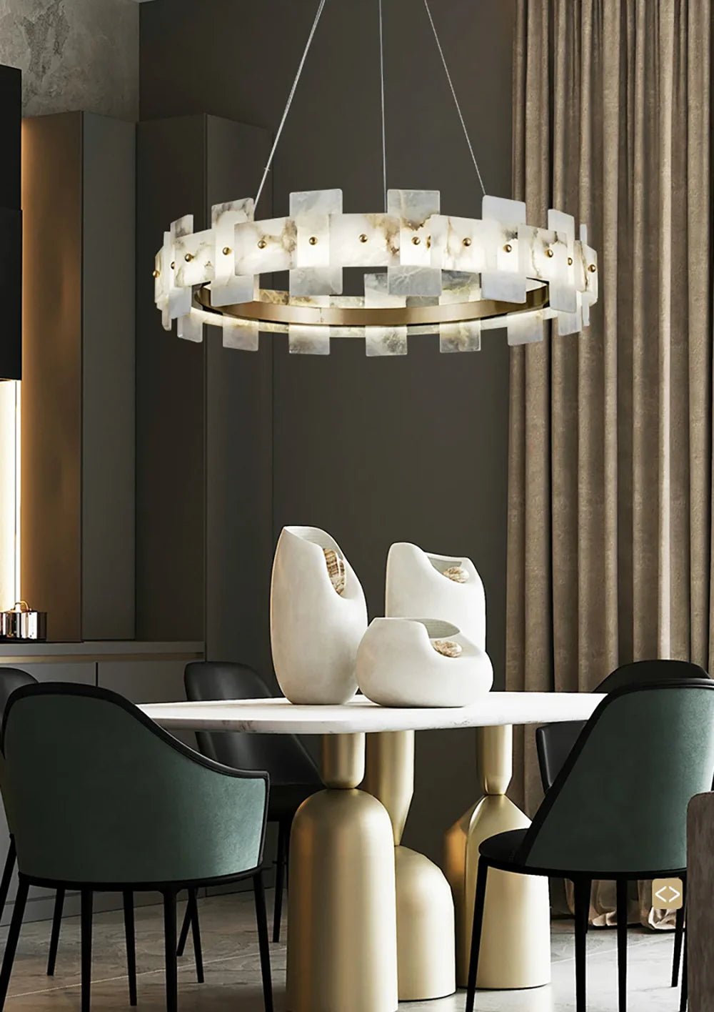 Lennar Visual_Alabaster Luxury Halo Chandelier