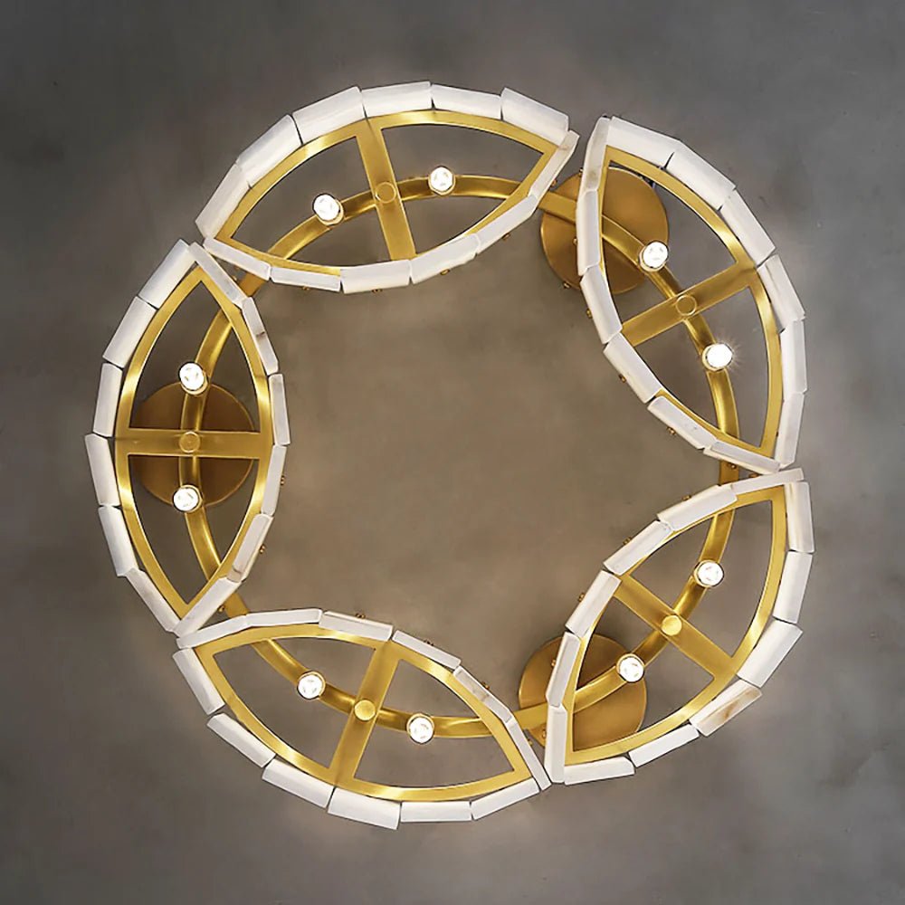 Lennar Visual_Alabaster Modern Brass Ceiling Lamp