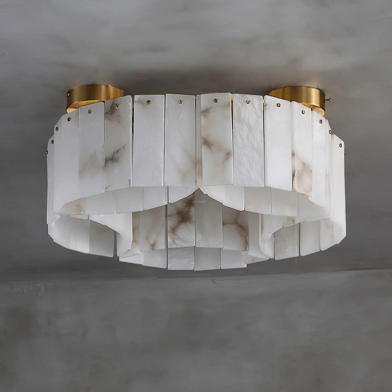 Lennar Visual_Alabaster Modern Brass Ceiling Lamp