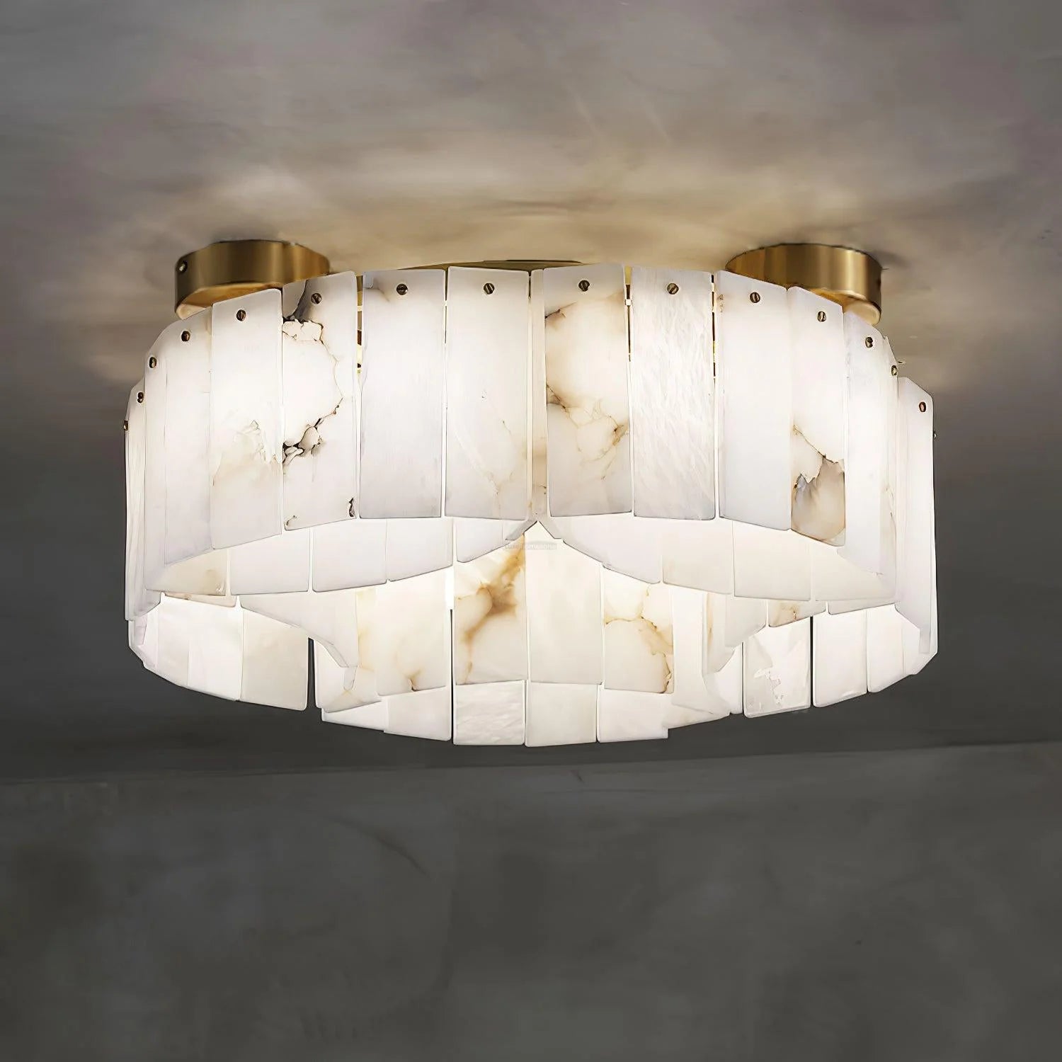 Lennar Visual_Alabaster Modern Brass Ceiling Lamp