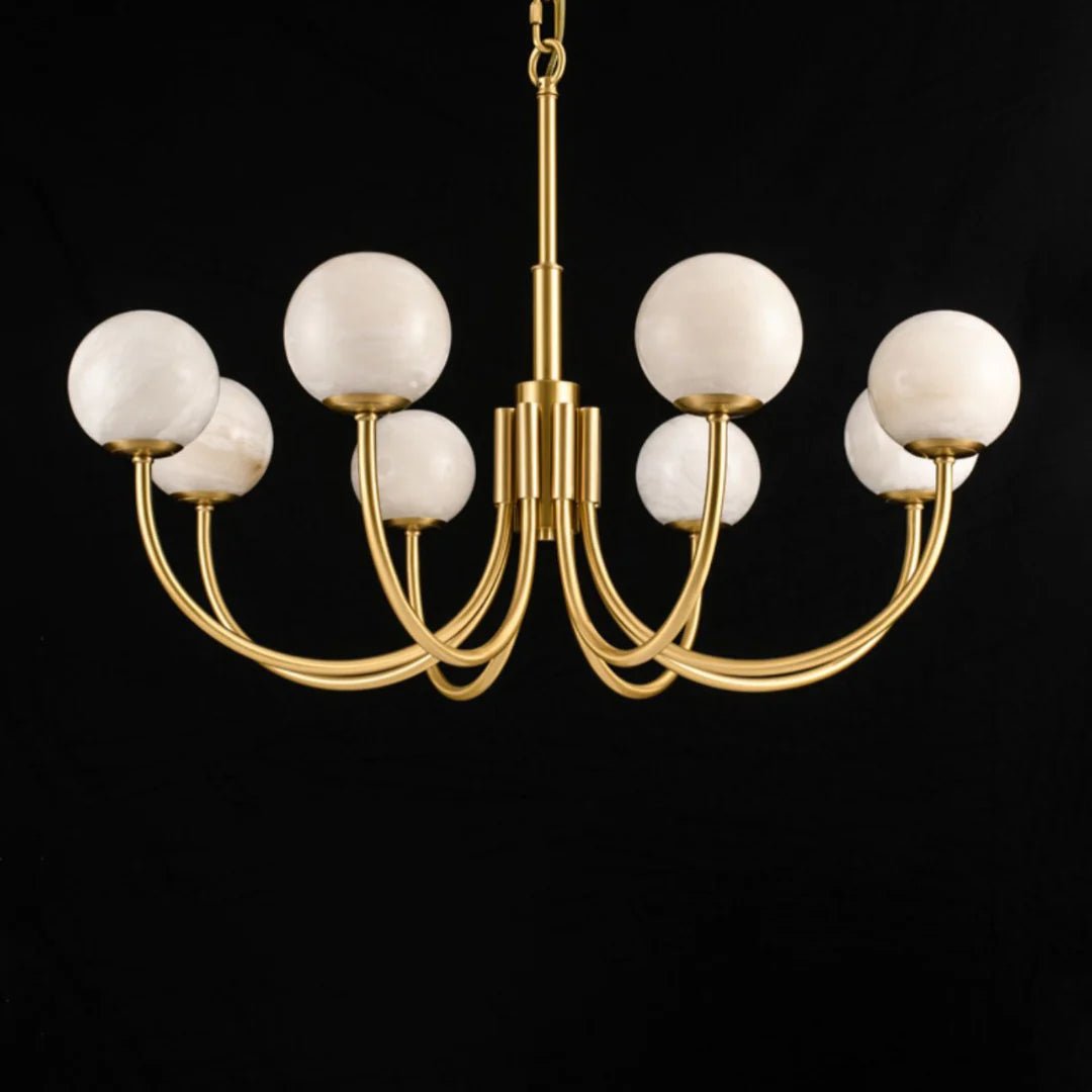 Lennar Visual_Alabaster Modern Brass Chandelier