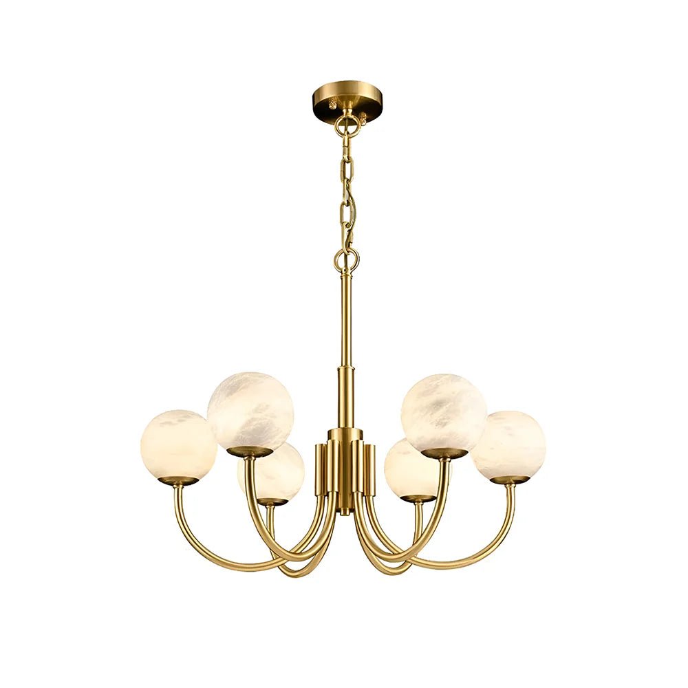 Lennar Visual_Alabaster Modern Brass Chandelier