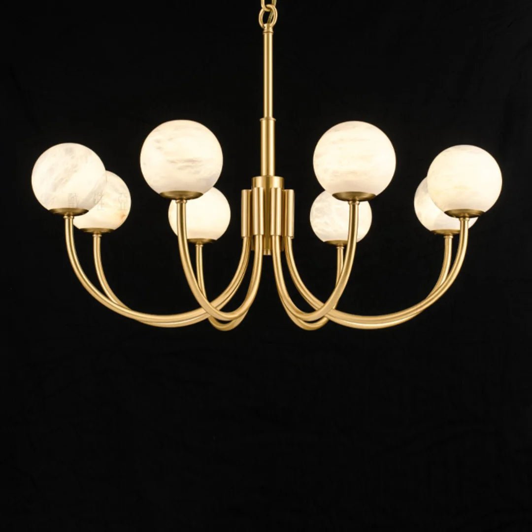 Lennar Visual_Alabaster Modern Brass Chandelier