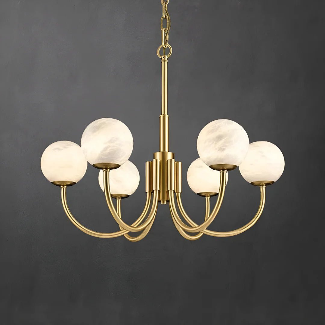 Lennar Visual_Alabaster Modern Brass Chandelier