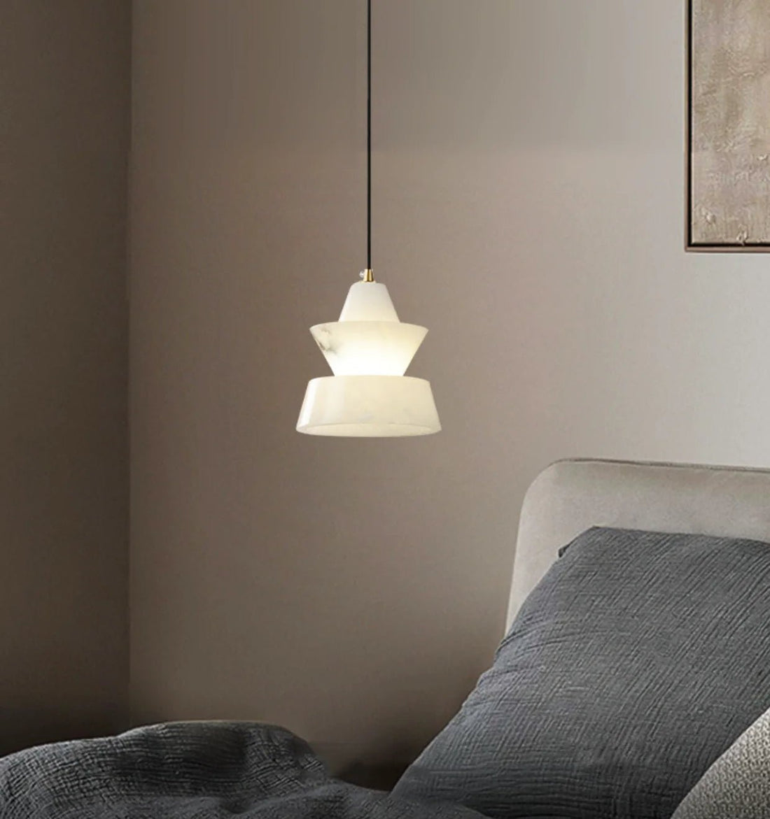 Lennar Visual_Alabaster Modern Hat Shape Pendant Light